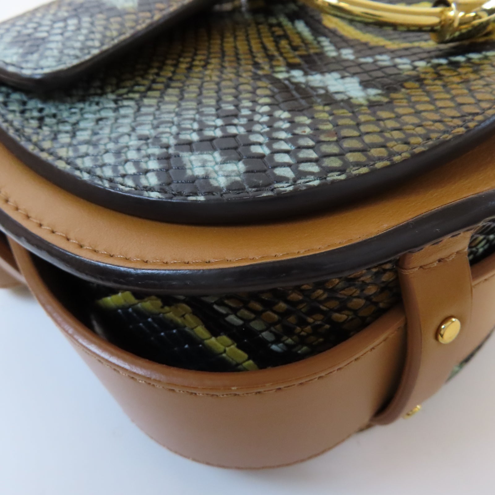 Chloe 牛皮皮革Multiclour Python Small金扣手挽肩背兩用袋啡色/藍色