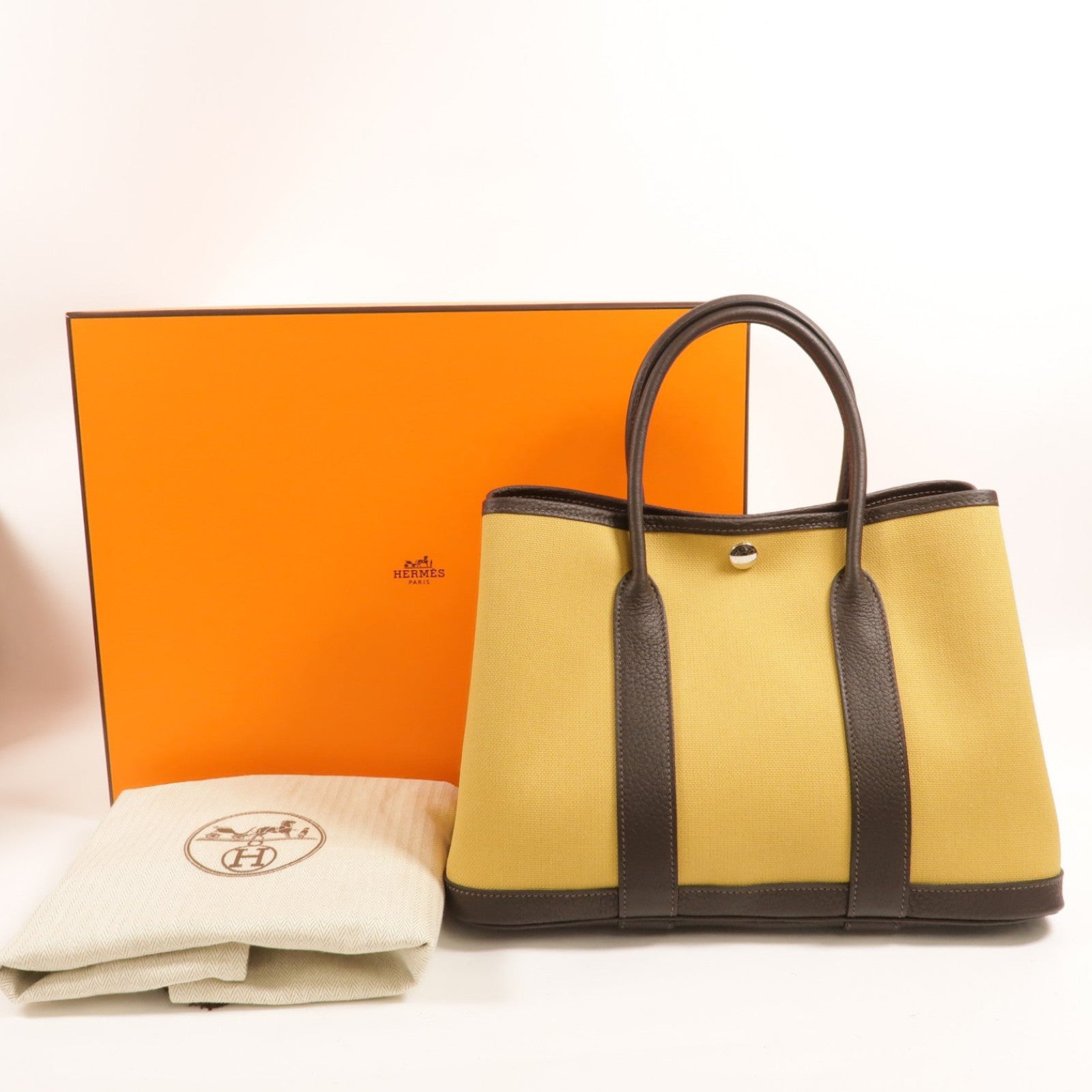 HERMES Toile H Garden Party TPM手挽袋Ebene/Paille