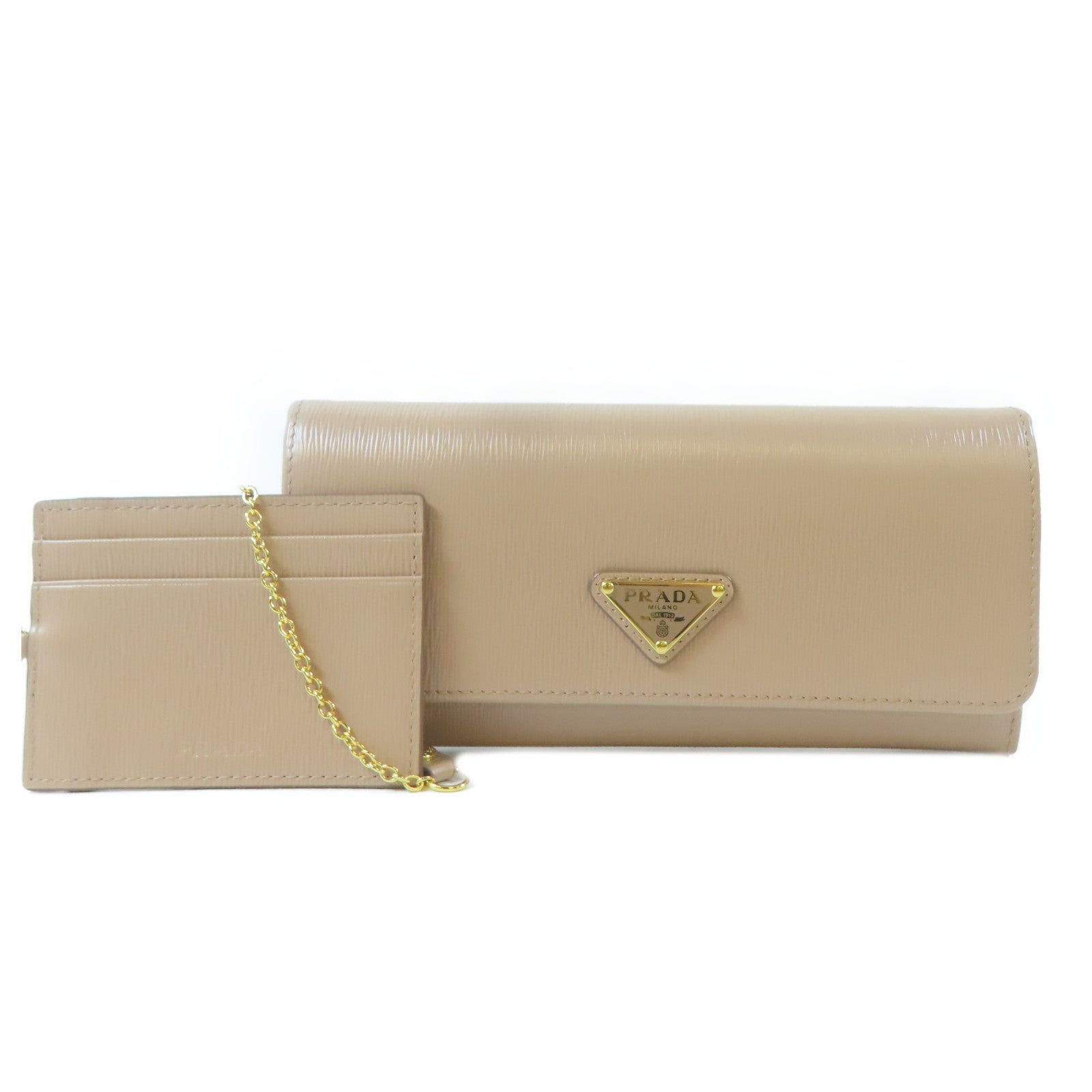 PRADA 牛皮皮革Long Wallet金扣長錢包粉紅色