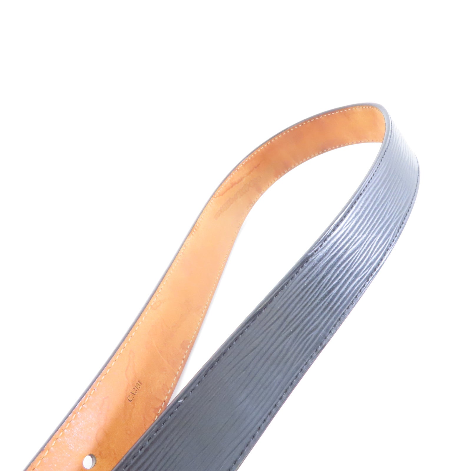 LOUIS VUITTON Epi Belt 85cm銀扣皮帶黑色