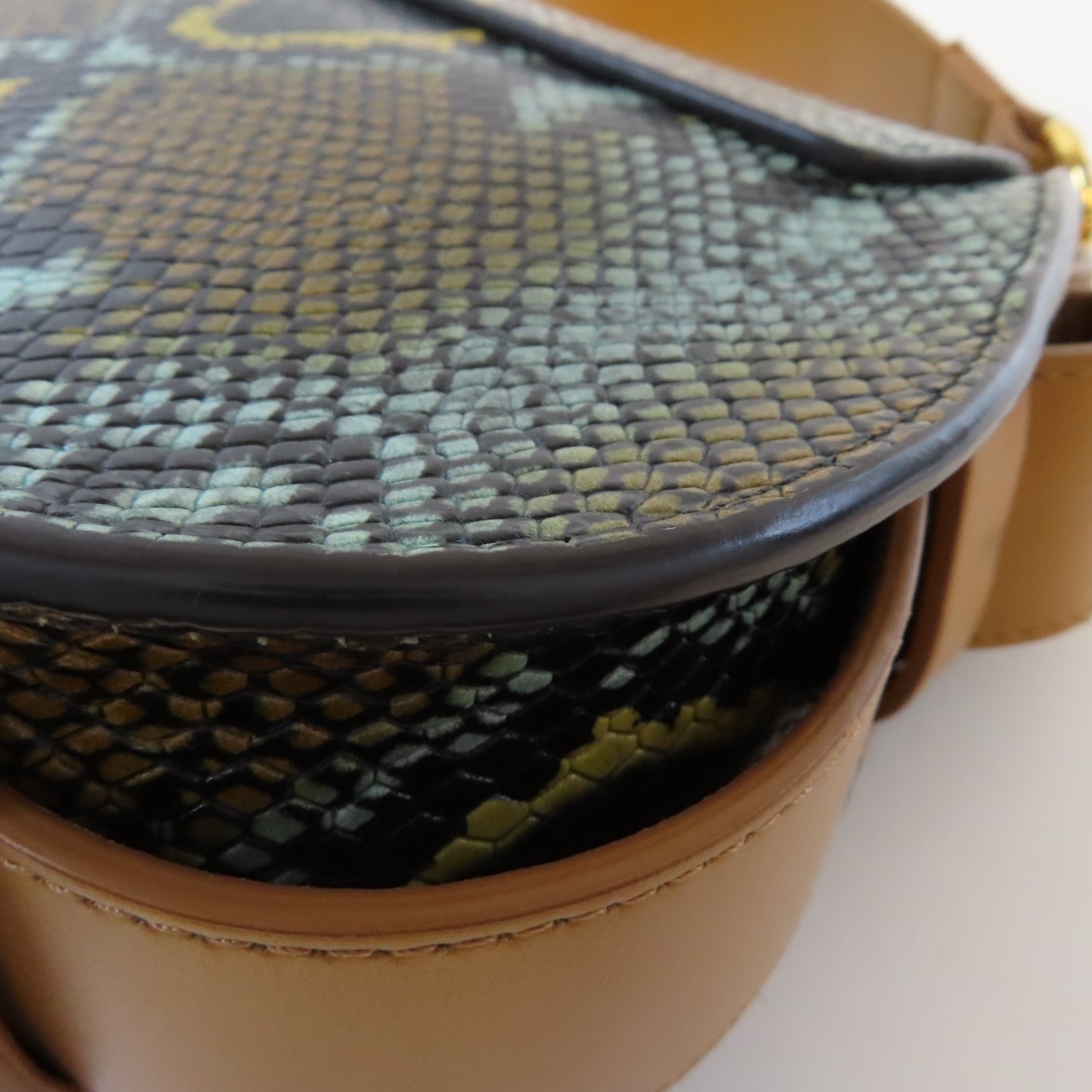 Chloe 牛皮皮革Multiclour Python Small金扣手挽肩背兩用袋啡色/藍色