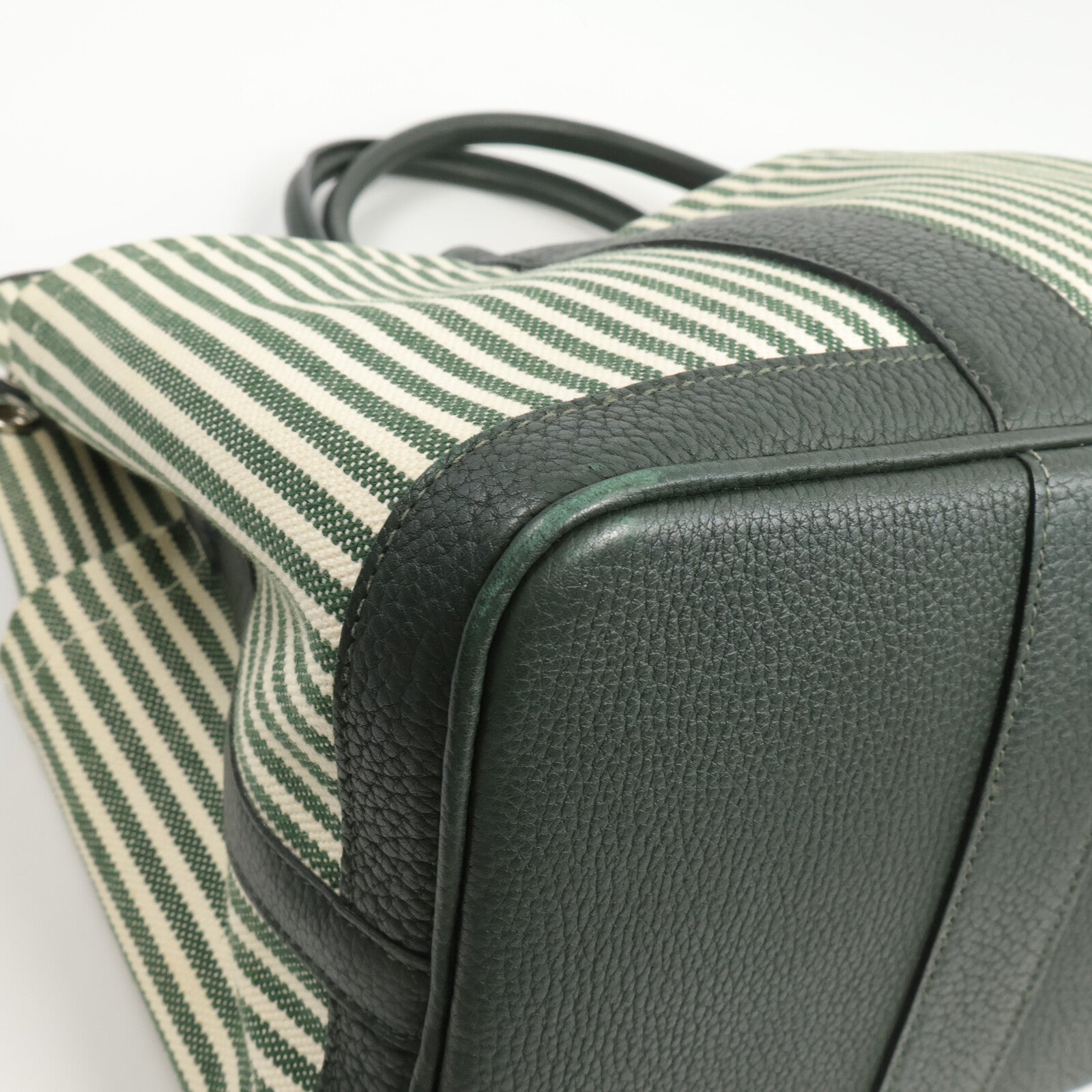 HERMES 帆布Garden Party Pocket 36手挽肩背兩用袋Vert Anglais/Vert Fo