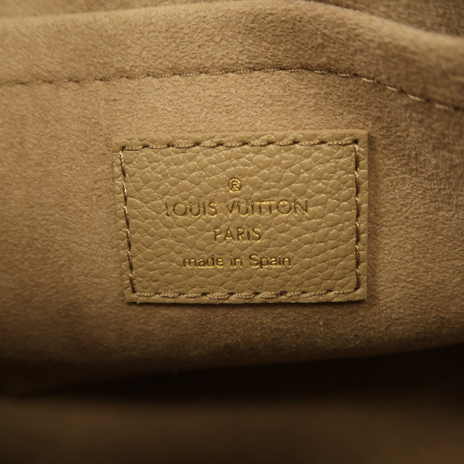 LOUIS VUITTON Monogram Empreinte Speedy Bandouliere 20金扣手挽肩背兩用袋米色