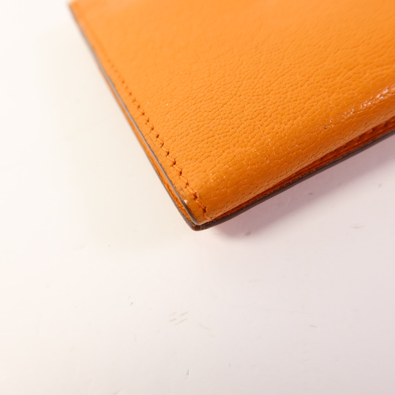 HERMES Chevre皮革Bearn Wallet銀扣長錢包Apricot