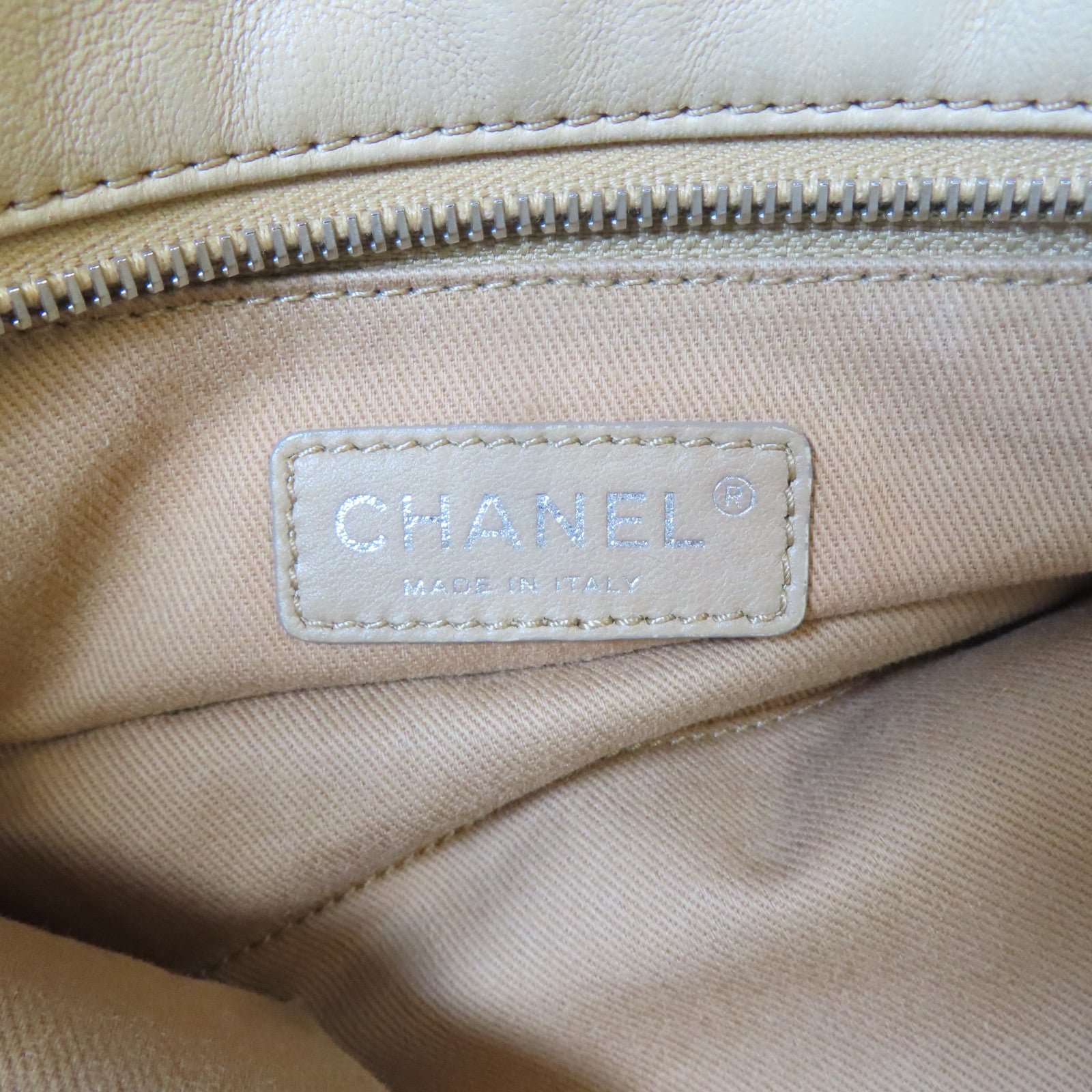 CHANEL 【激減優惠】菱格羊皮皮革Chain Shoulder Bag銀扣鏈帶肩背袋淺褐色/黑色
