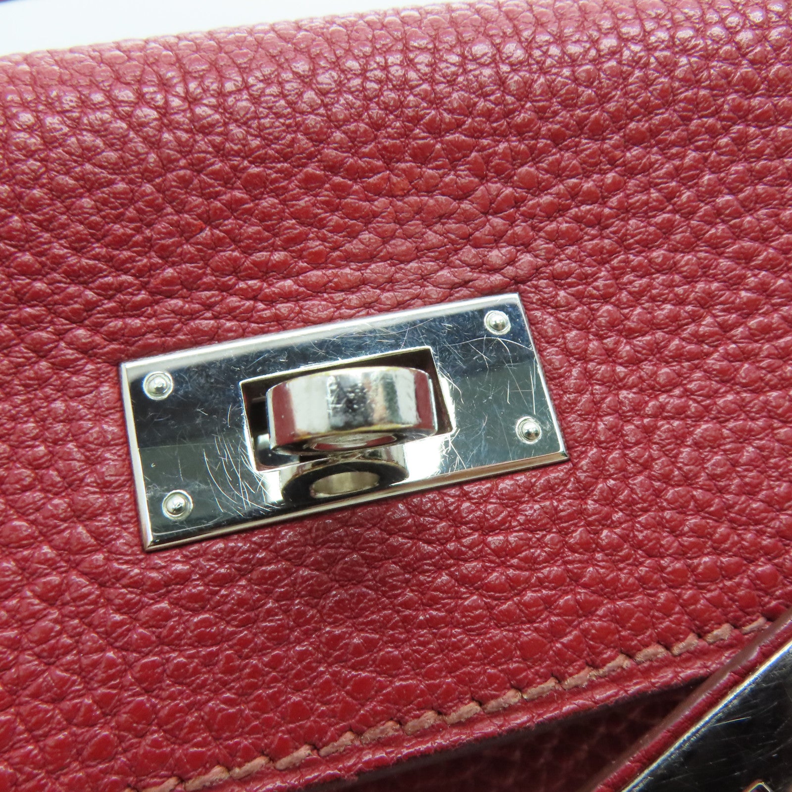 HERMES Togo皮革Kelly 28銀扣手挽肩背兩用袋暗紅色