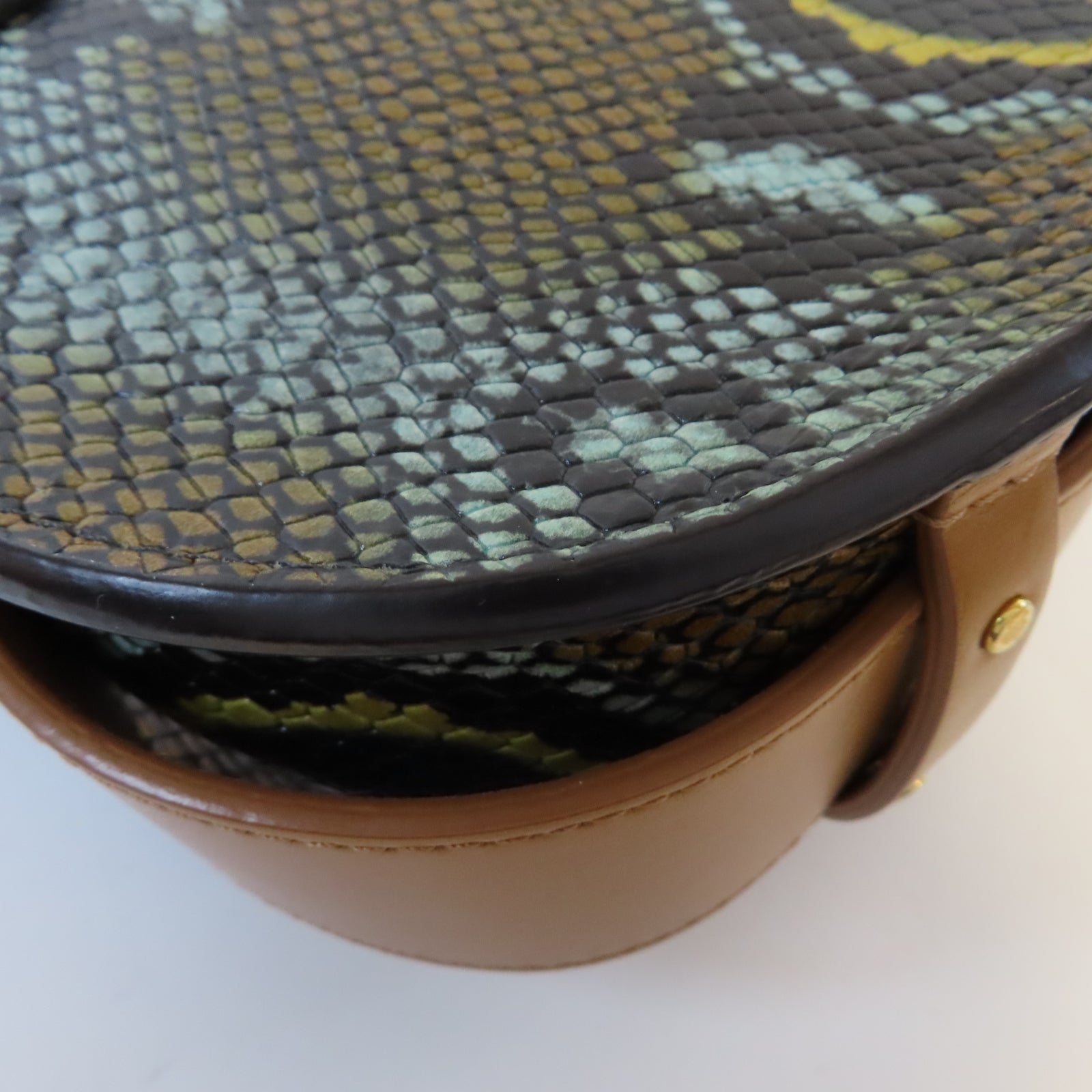 Chloe 牛皮皮革Multiclour Python Small金扣手挽肩背兩用袋啡色/藍色