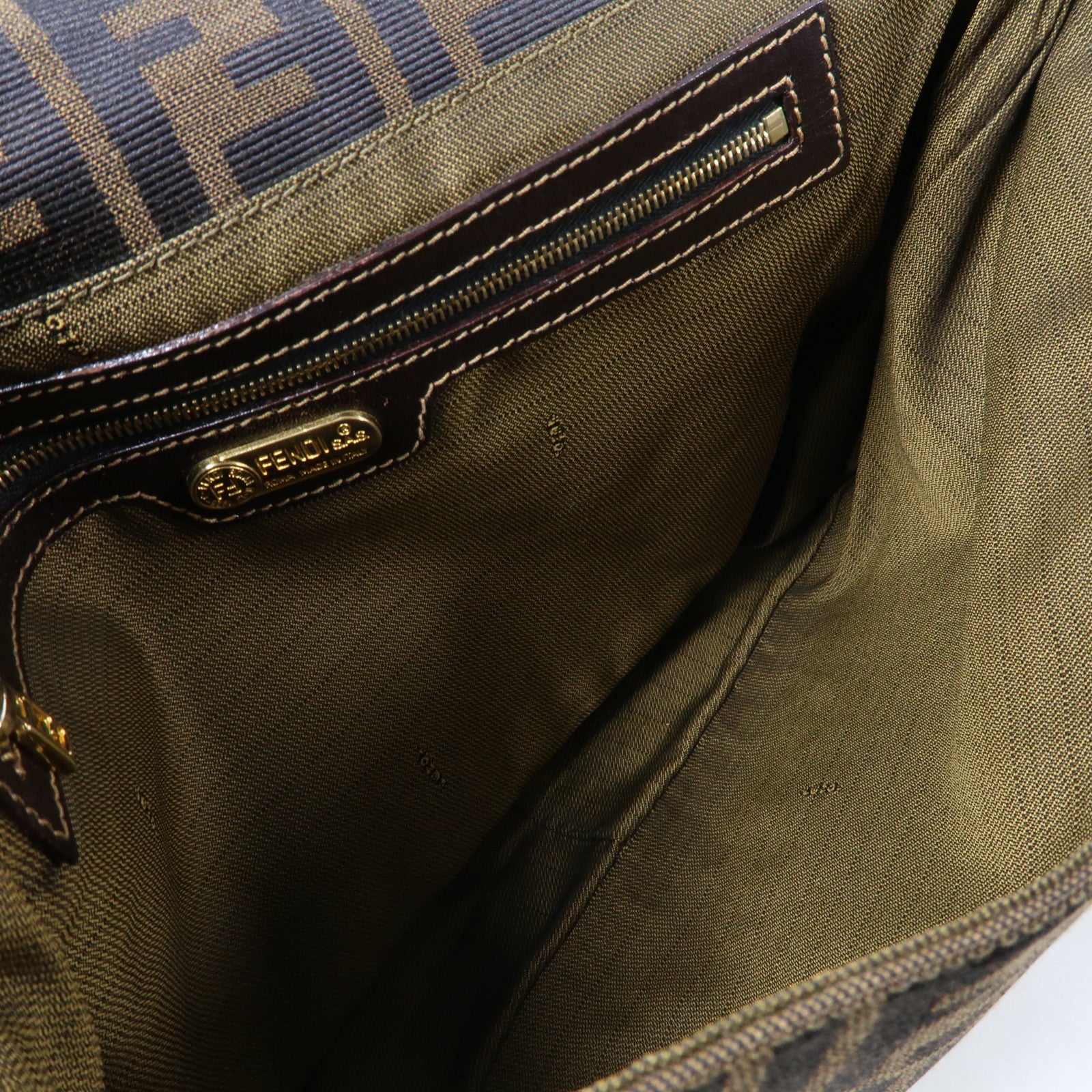 FENDI 帆布Shoulder Bag金扣肩背袋黑色/啡色