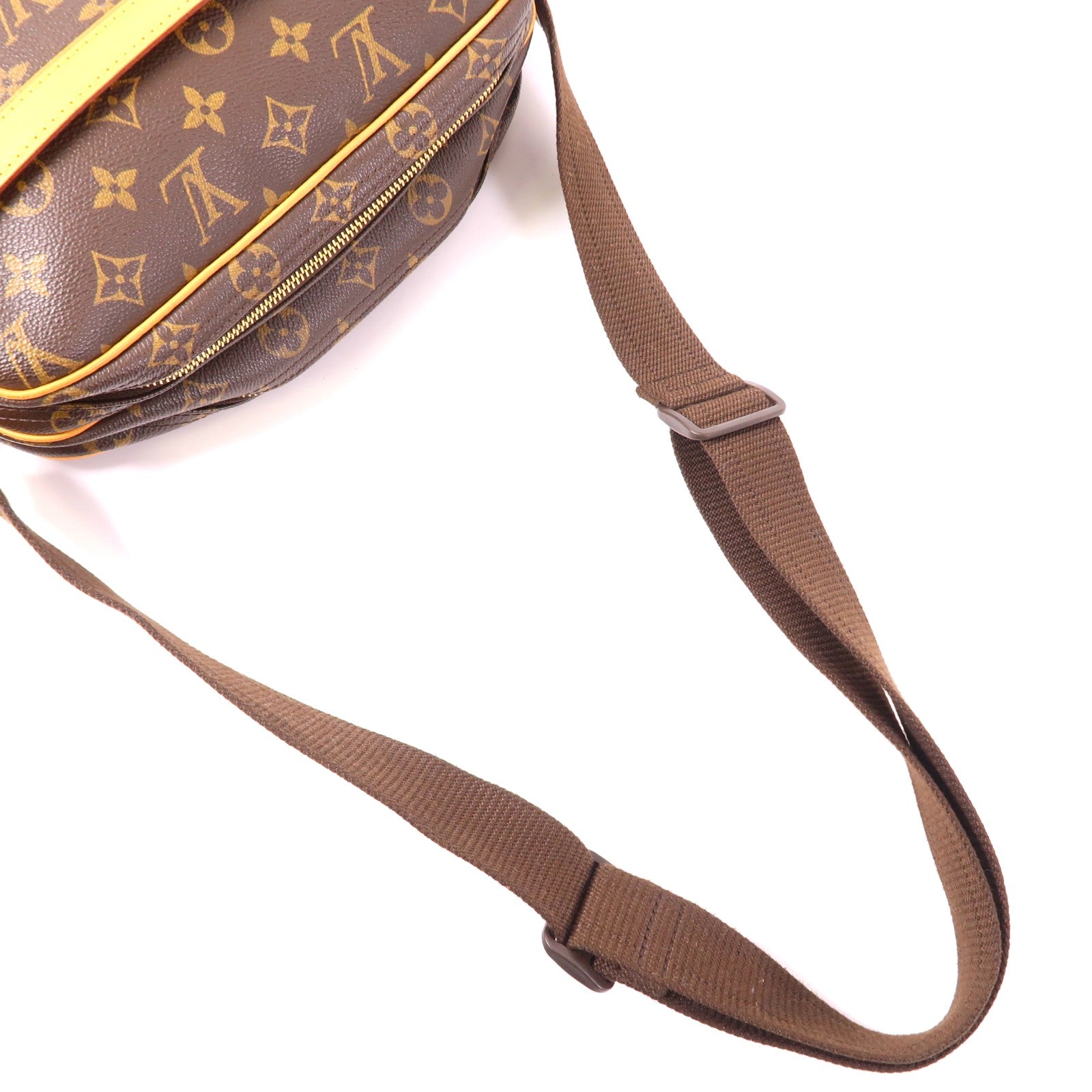 LOUIS VUITTON Monogram Reporter PM金扣肩背袋棕色