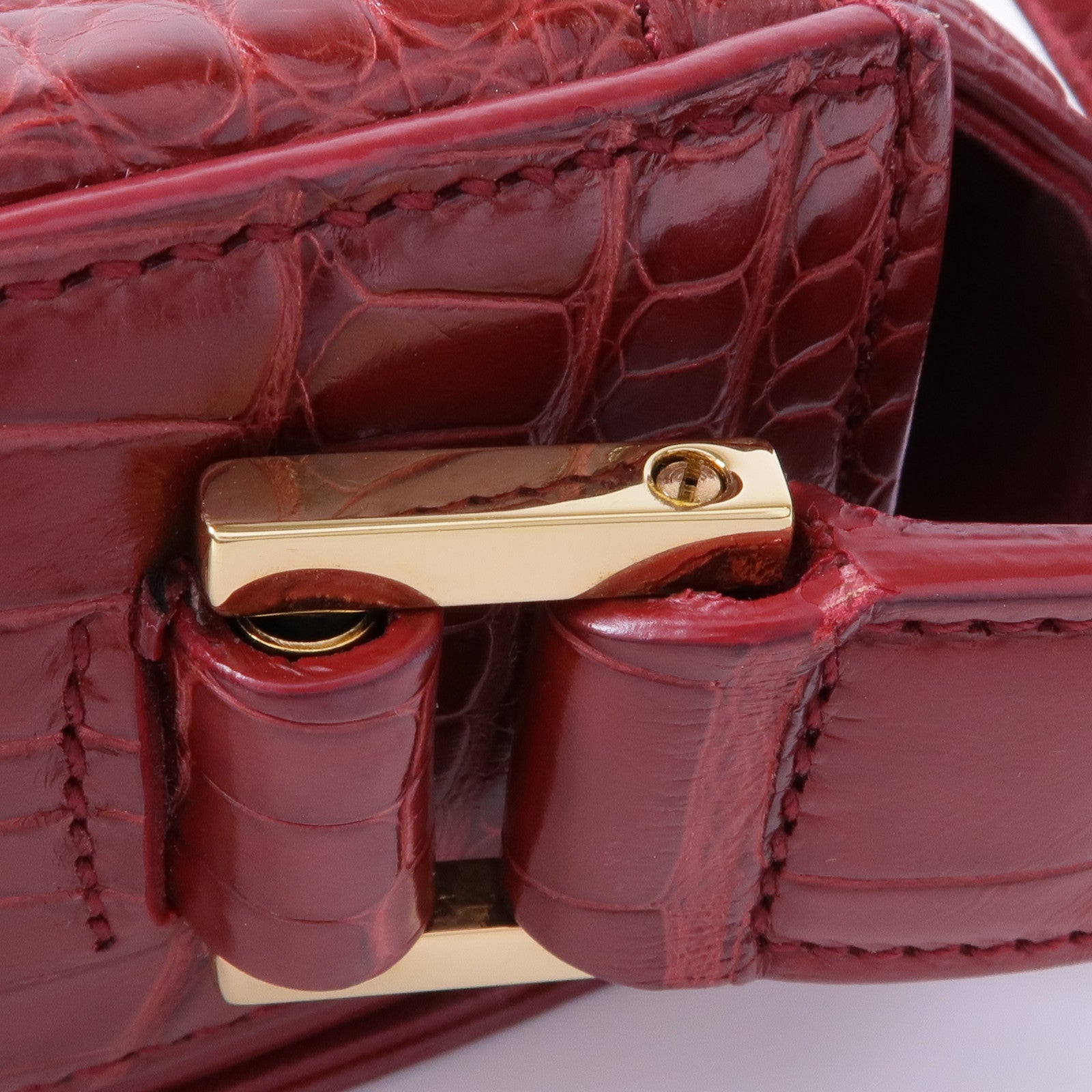 SAINT LAURENT 鱷魚皮革Classic Universite金扣肩背袋