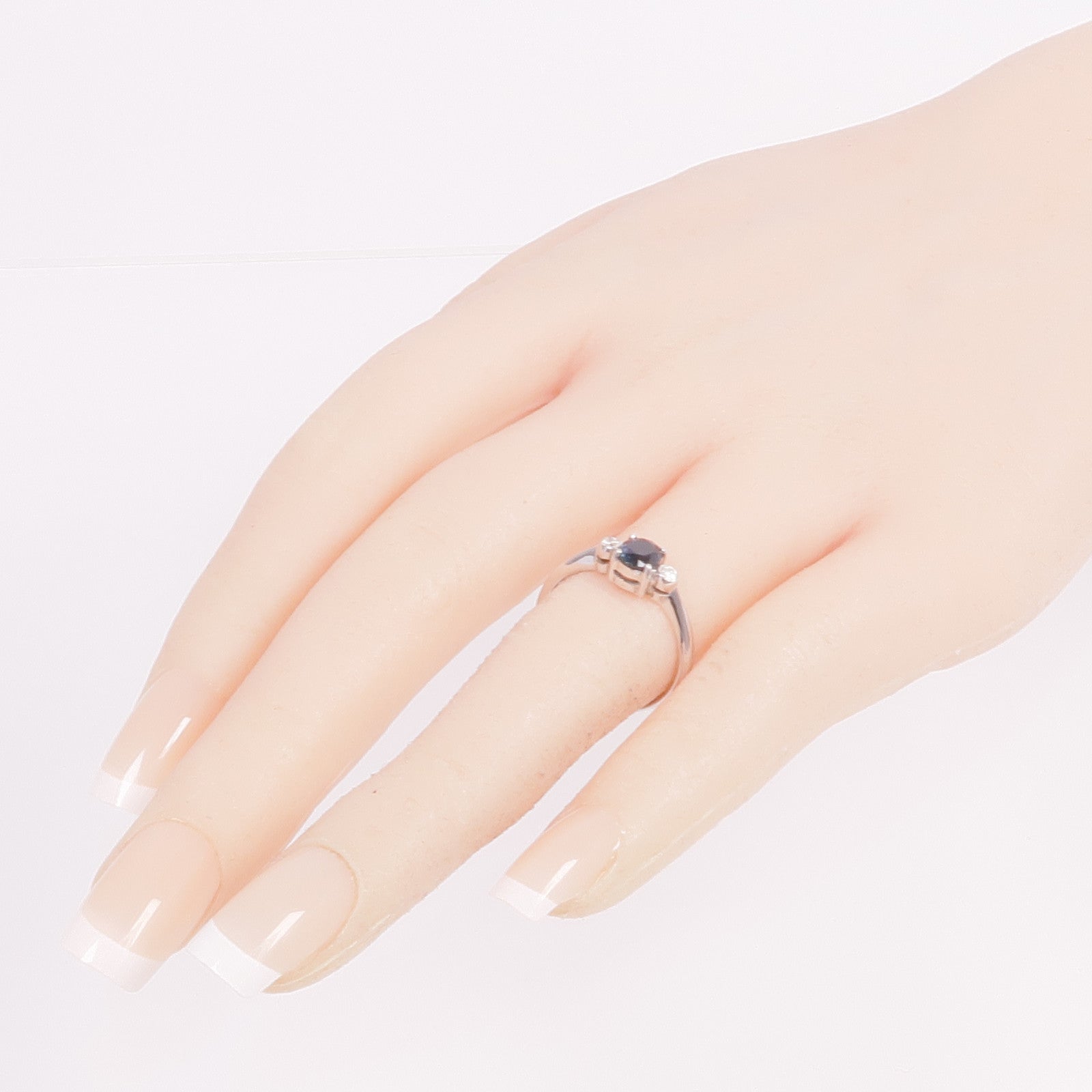 JEWELRY 18K白金Sapphire Diamond Ring藍寶石/鑽石戒指US#6.25