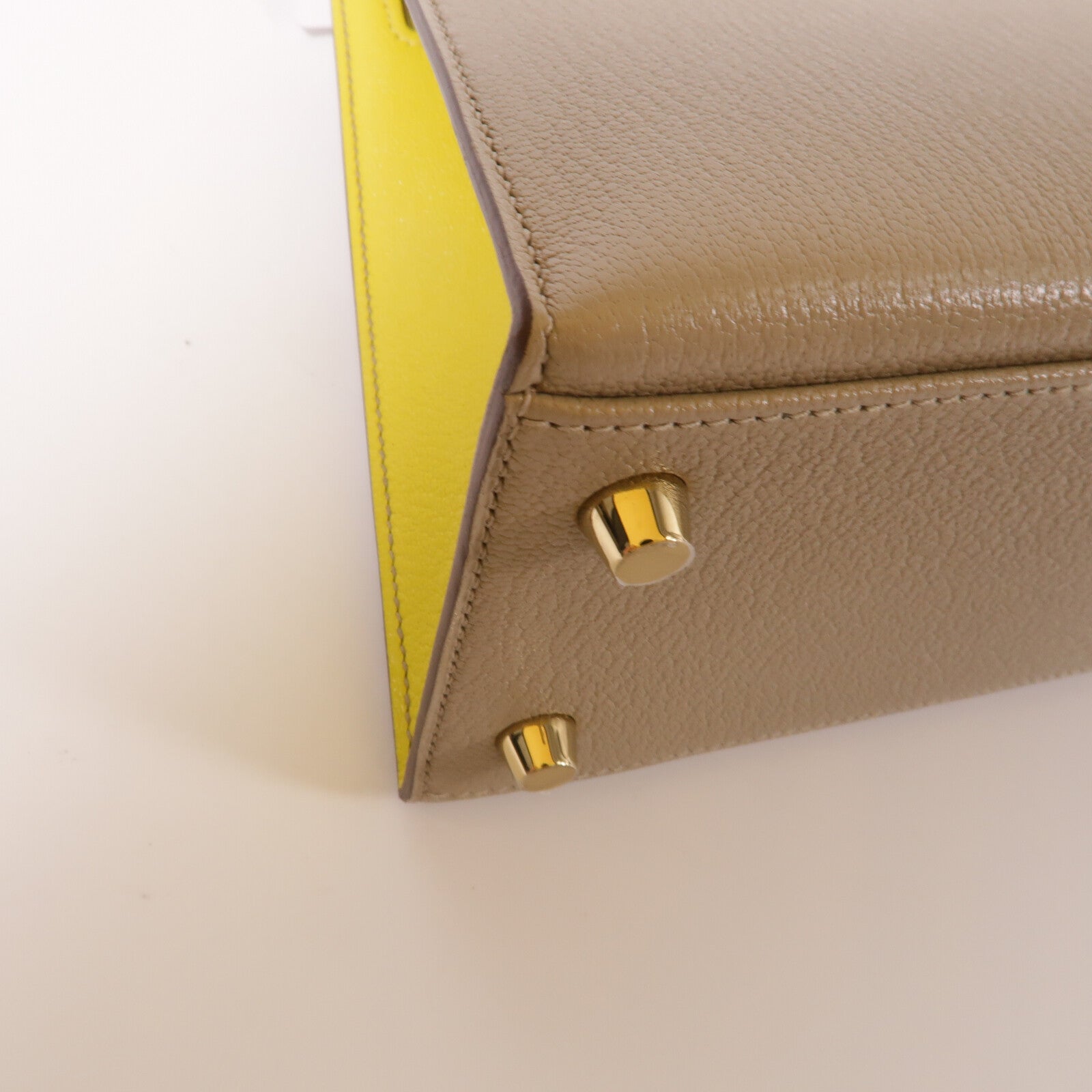 HERMES Chevre皮革Kelly 25手挽肩背兩用袋Gris Asphalte/Lime