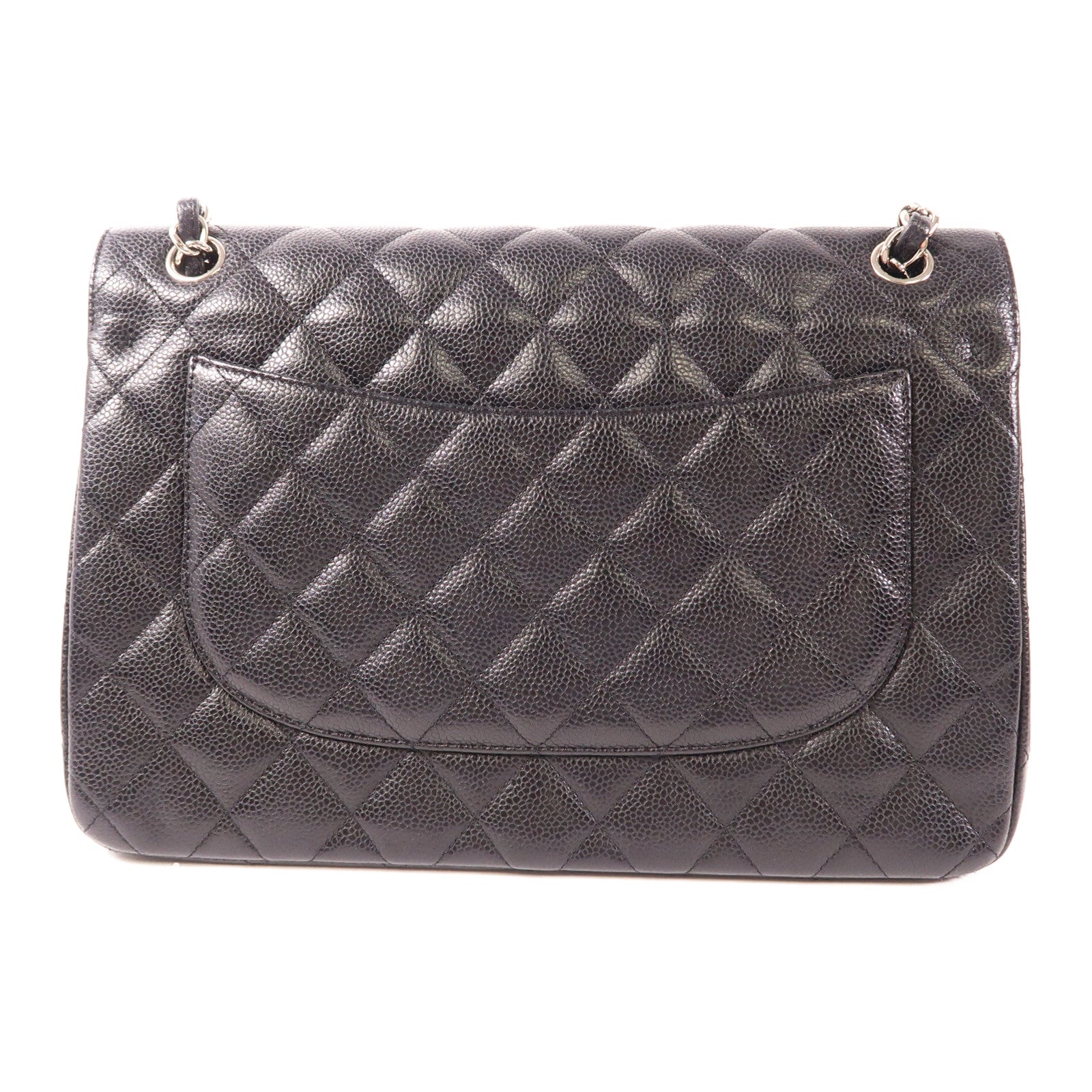 CHANEL 牛皮皮革Large Classic銀扣鏈帶肩背袋