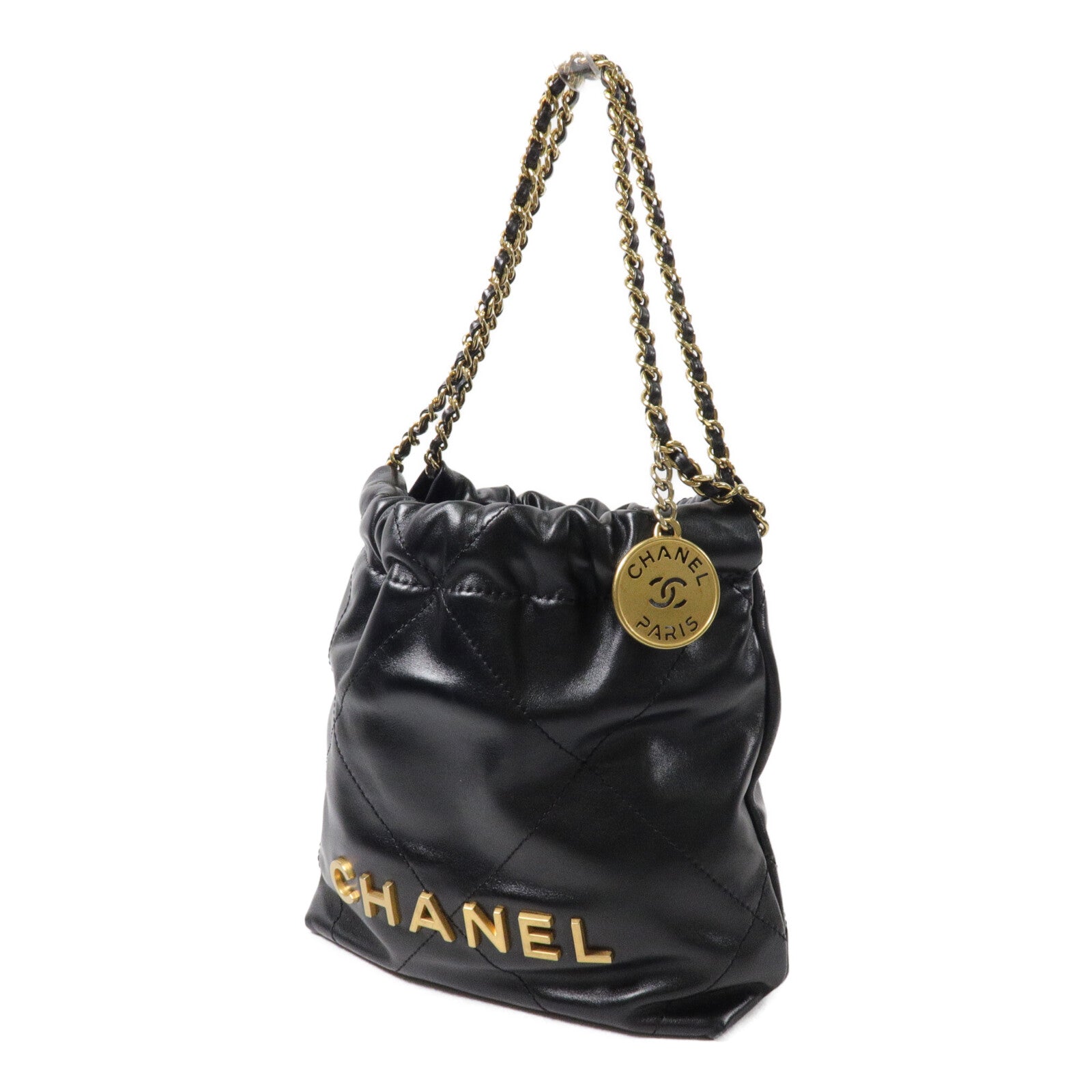 CHANEL 牛皮皮革Chanel 22 Mini鏈帶手挽肩背兩用袋