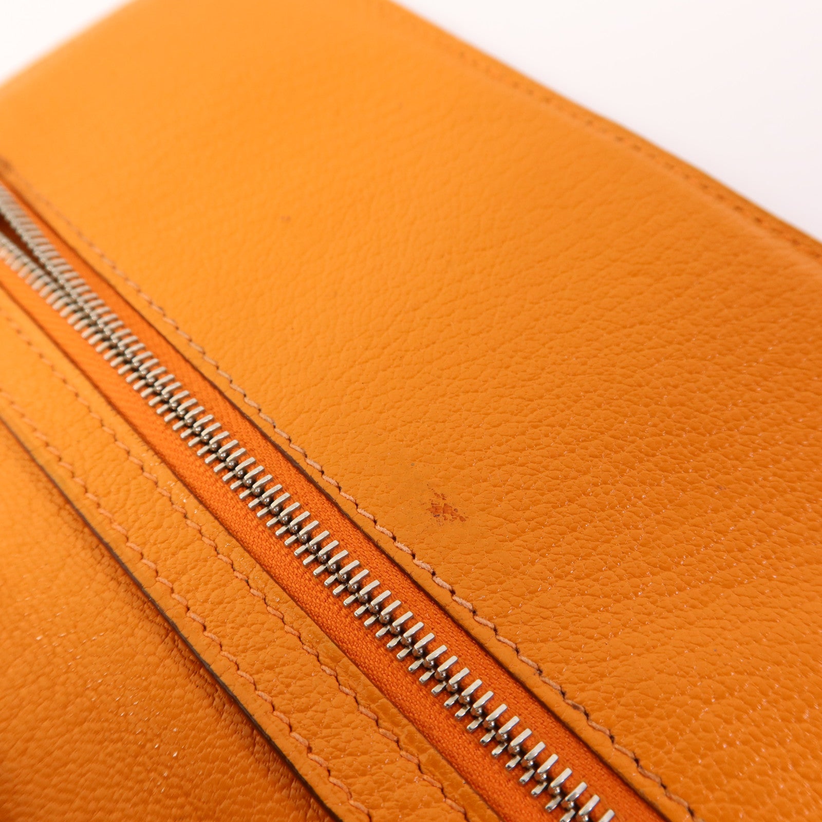 HERMES Chevre皮革Bearn Wallet銀扣長錢包Apricot