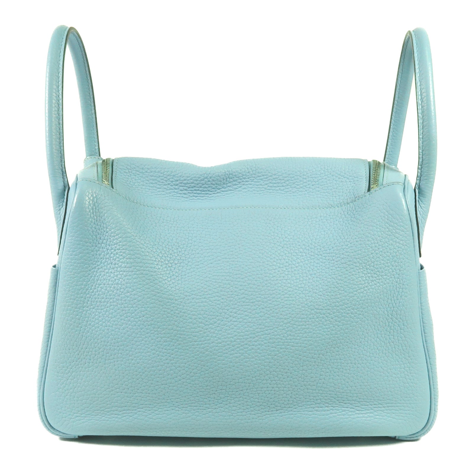 HERMES Clemence皮革Lindy 30銀扣手挽肩背兩用袋Bleu Atoll