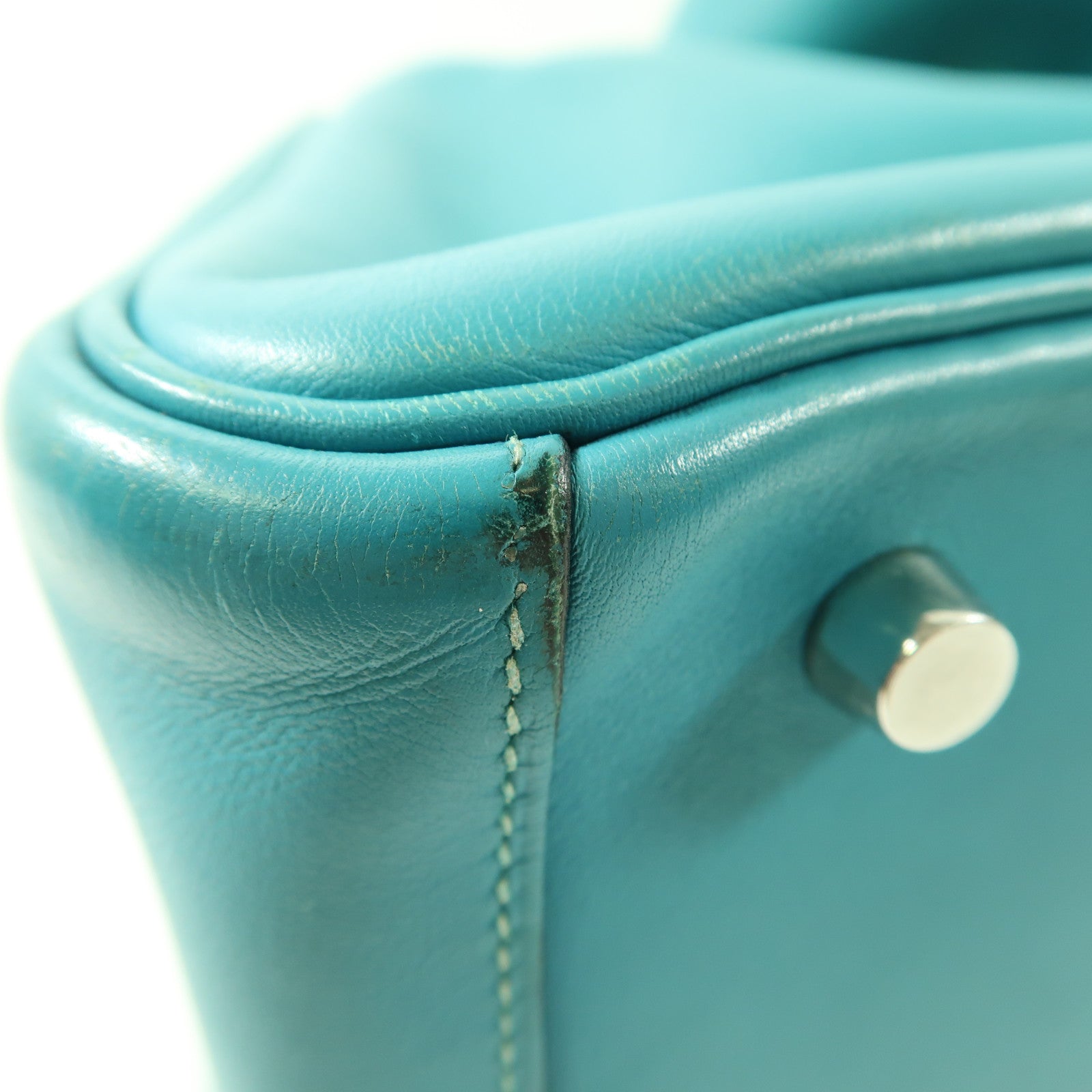 HERMES PHW Lindy 30 2 Way Shoulder Handbag Swift Leather Bleu Paon Green