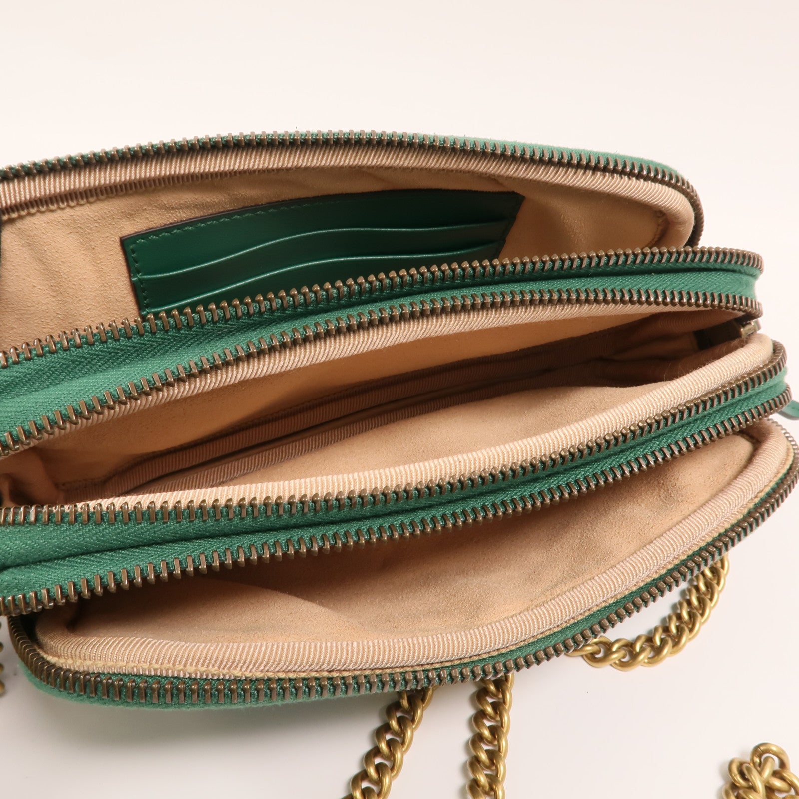 GUCCI 牛皮皮革GG Marmont Mini Chain Bag金扣鏈帶肩背袋
