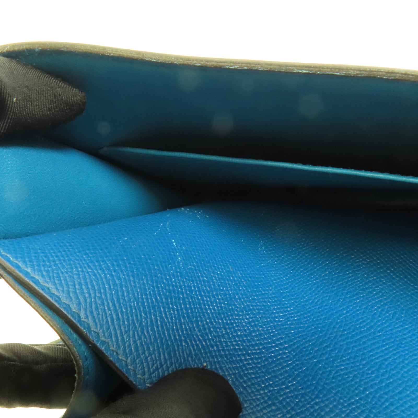 HERMES Epsom皮革Constance 24銀扣肩背袋Bleu Izmir