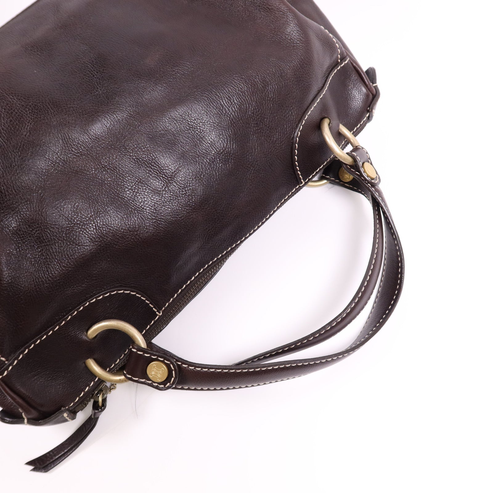 CELINE 牛皮皮革Bowling Bag金扣肩背袋