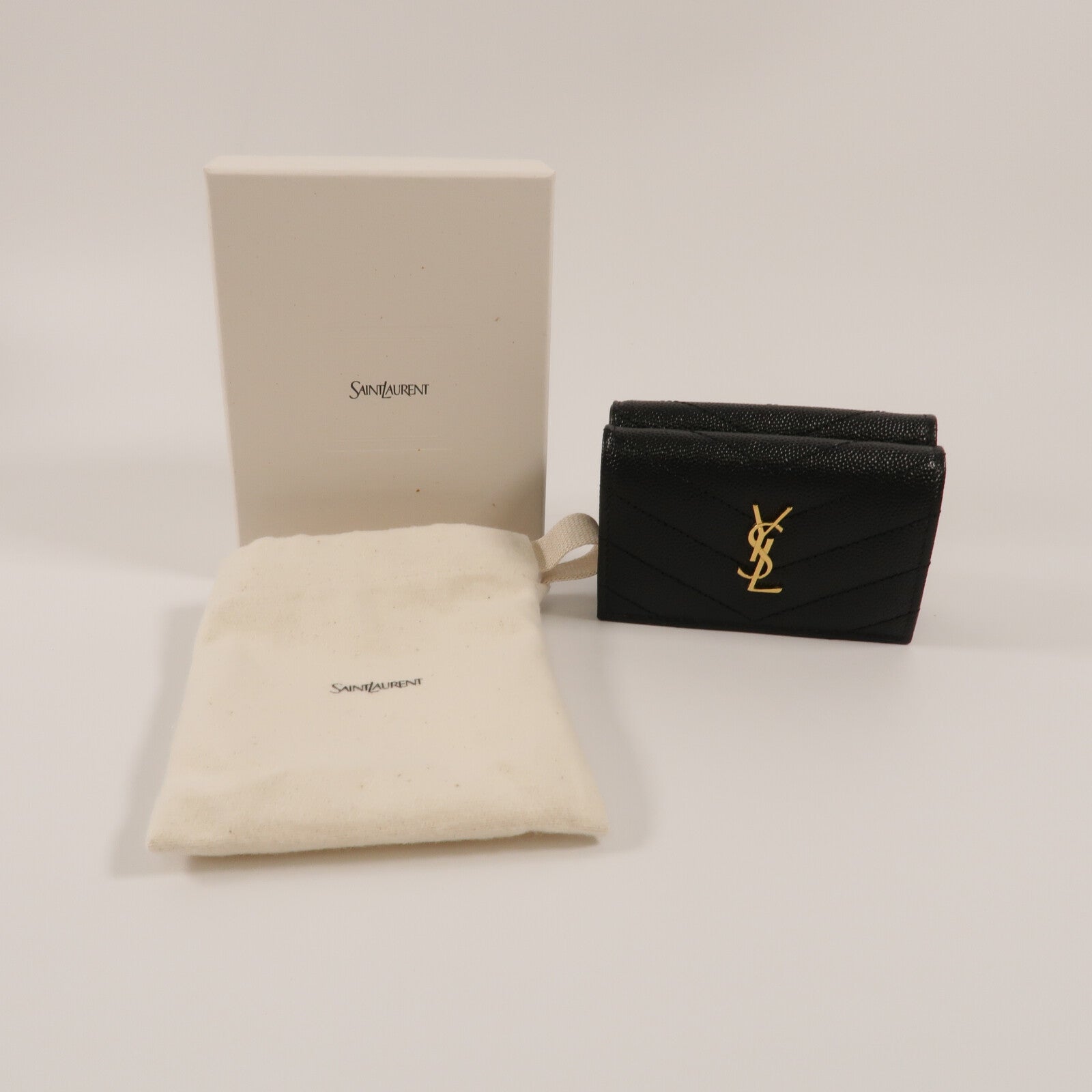 SAINT LAURENT 牛皮皮革Cassandre Matelasse Origami Tiny Wallet錢包