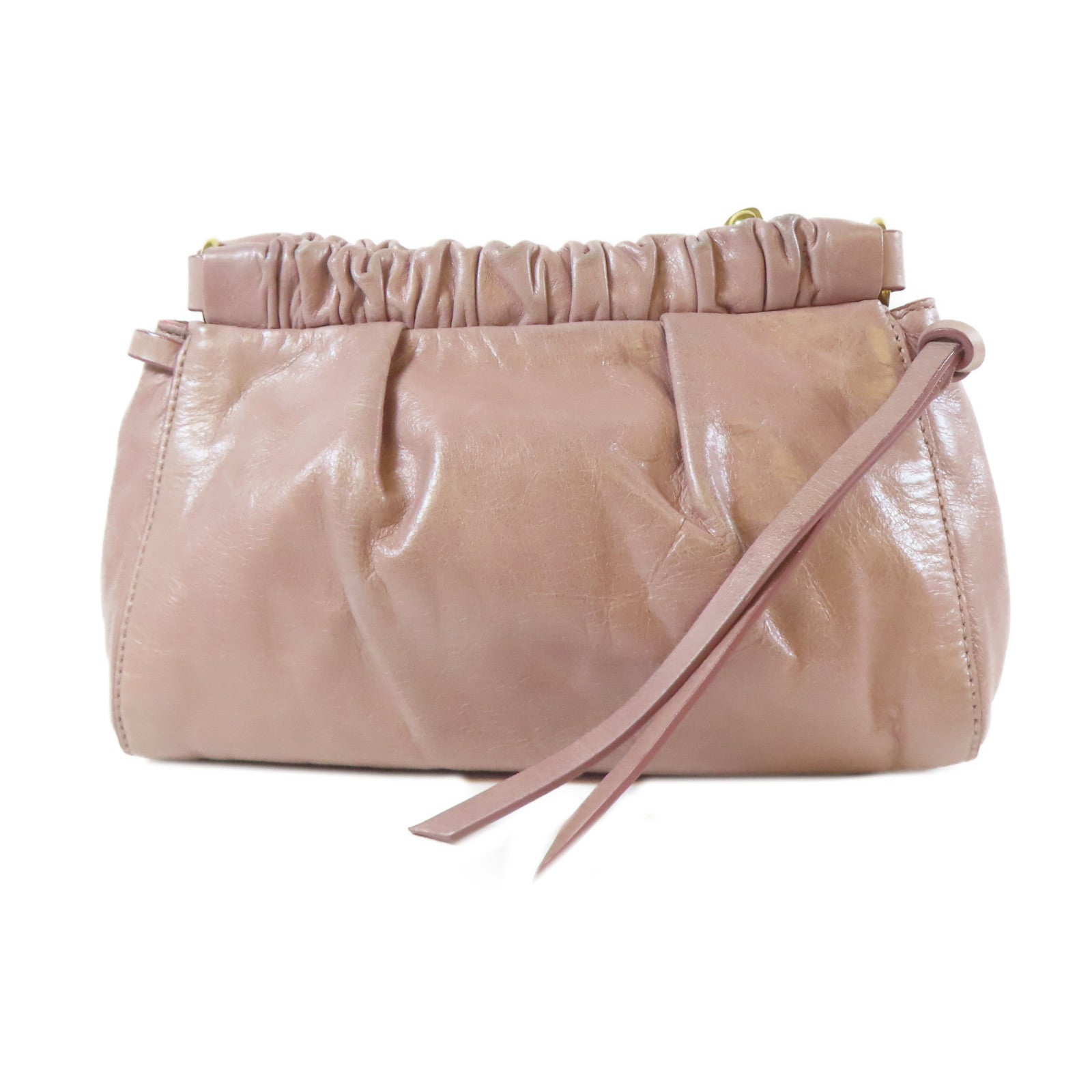 Miu Miu 牛皮皮革Shoulder Bag金扣肩背袋粉紅色