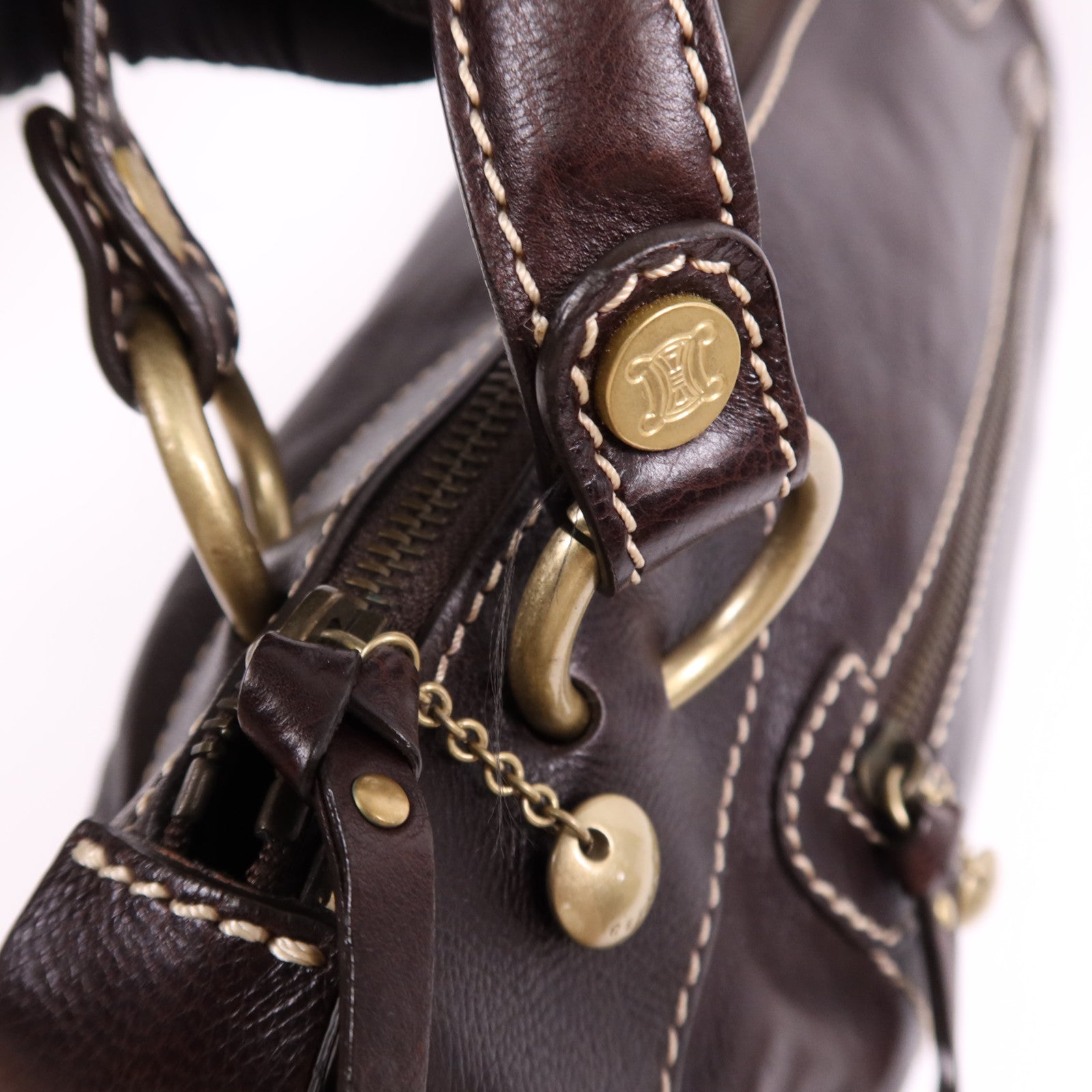 CELINE 牛皮皮革Bowling Bag金扣肩背袋