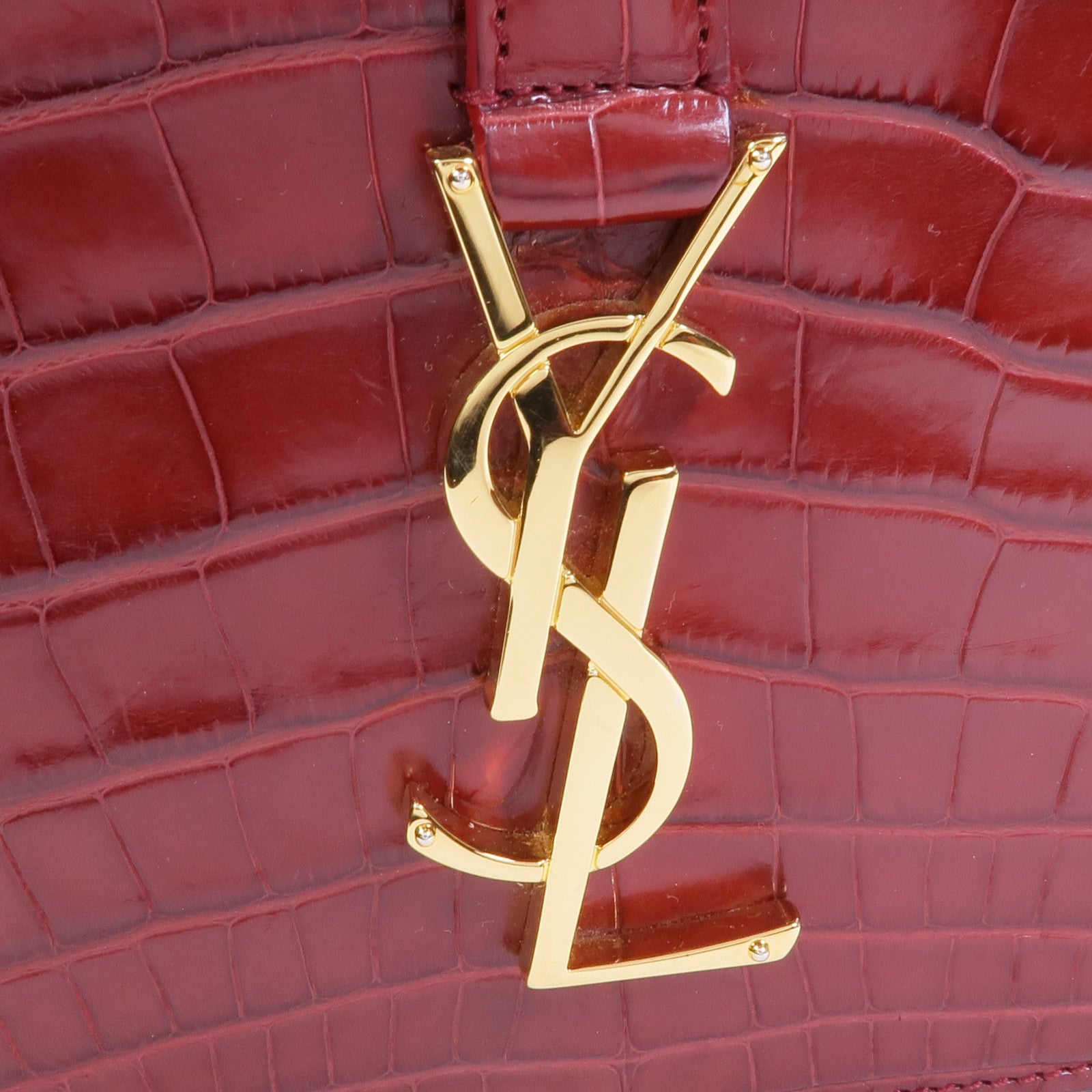 SAINT LAURENT 鱷魚皮革Classic Universite金扣肩背袋