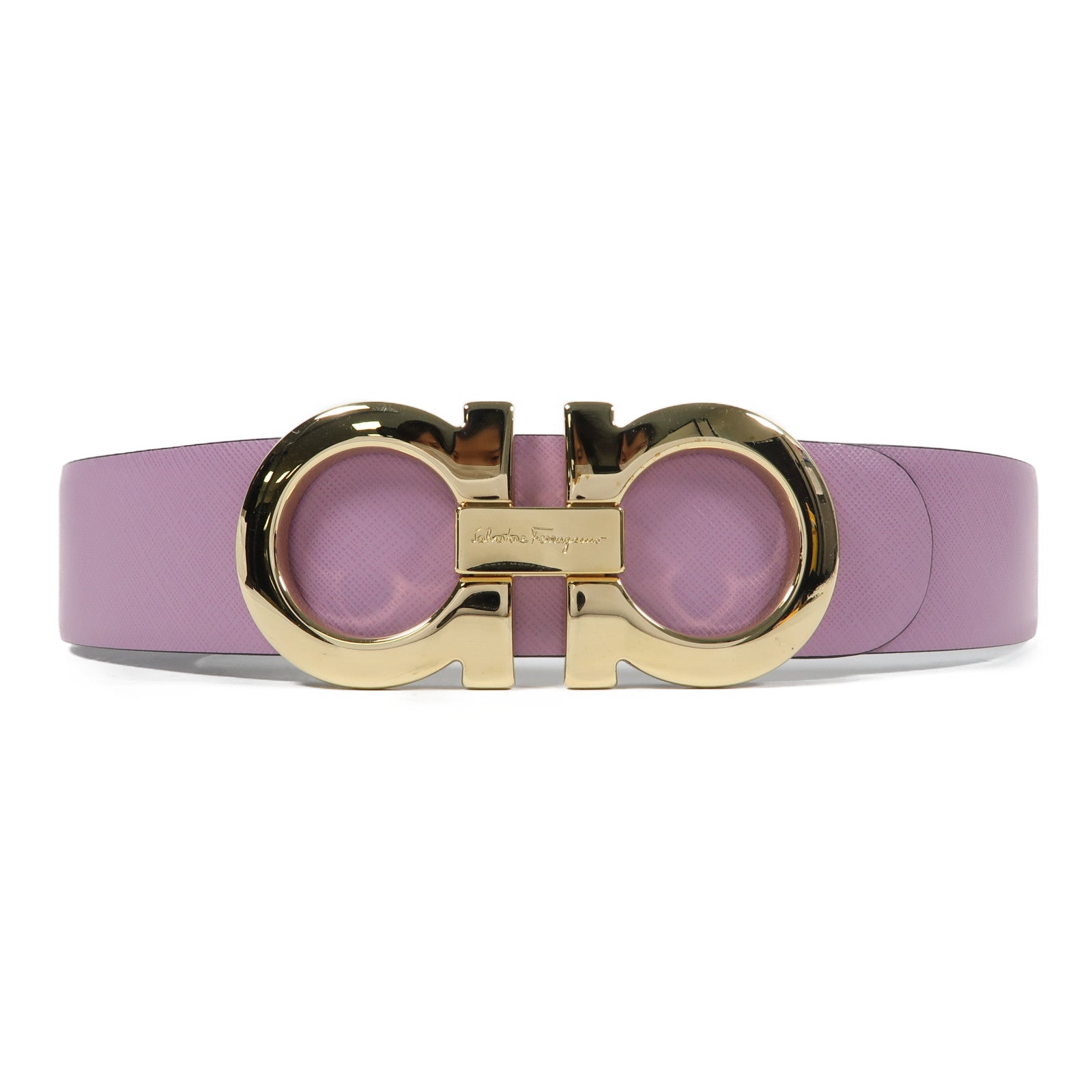 Salvatore Ferragamo 牛皮皮革Belt金扣皮帶紫色