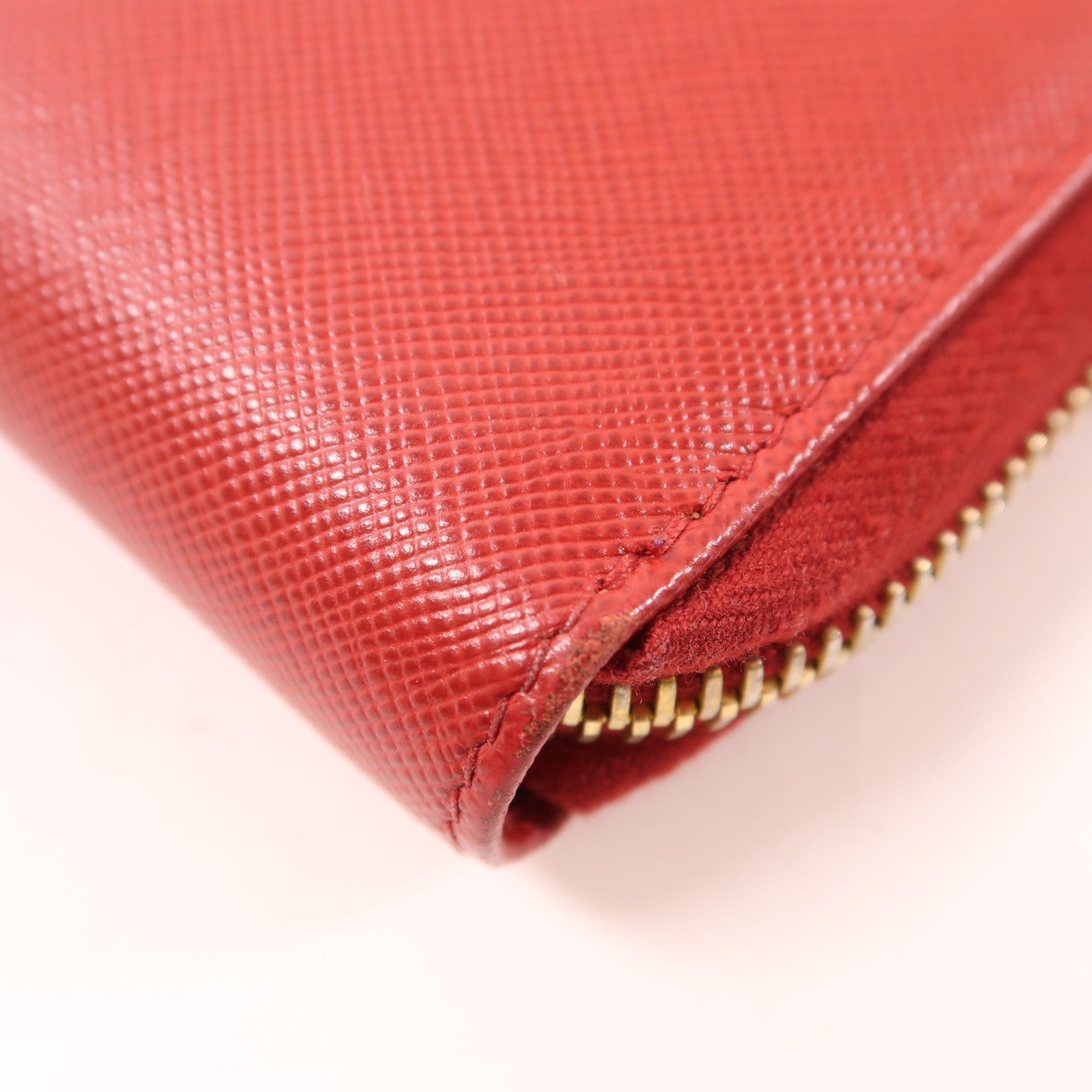 PRADA GHW Long Wallet Saffiano Leather Red  1M1188