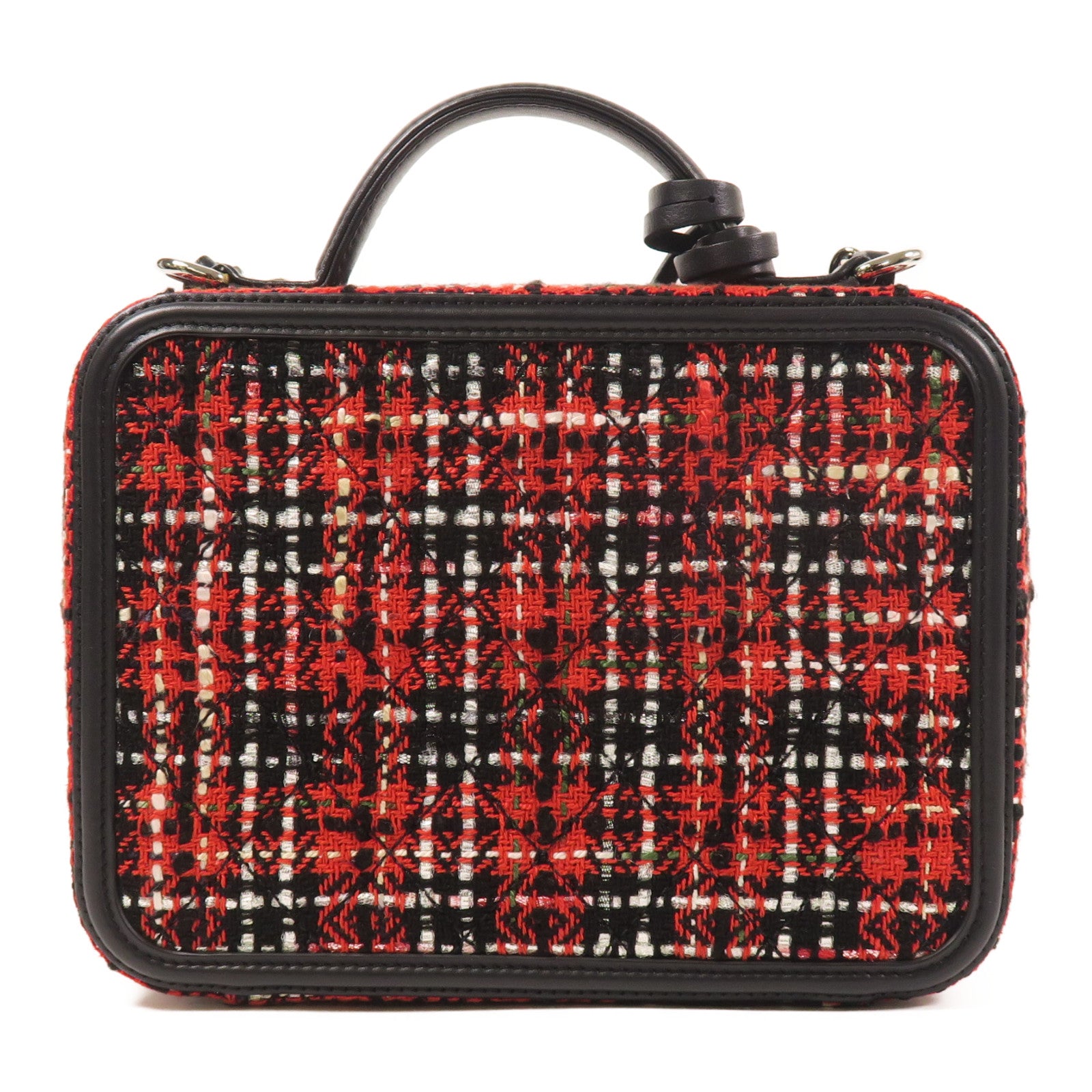 CHANEL 【激減優惠】Tweed Vanity Case銀扣手挽肩背兩用袋