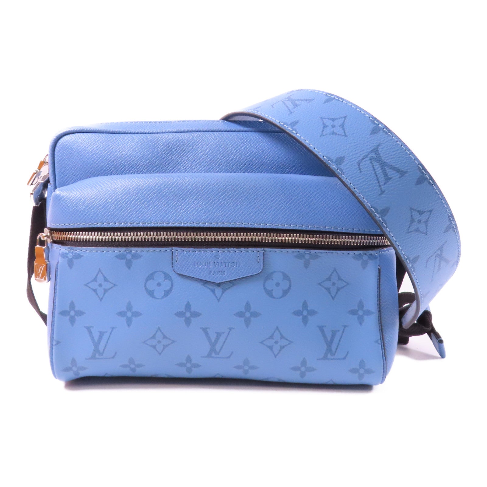 LOUIS VUITTON Monogram Outdoor Messenger銀扣肩背袋藍色