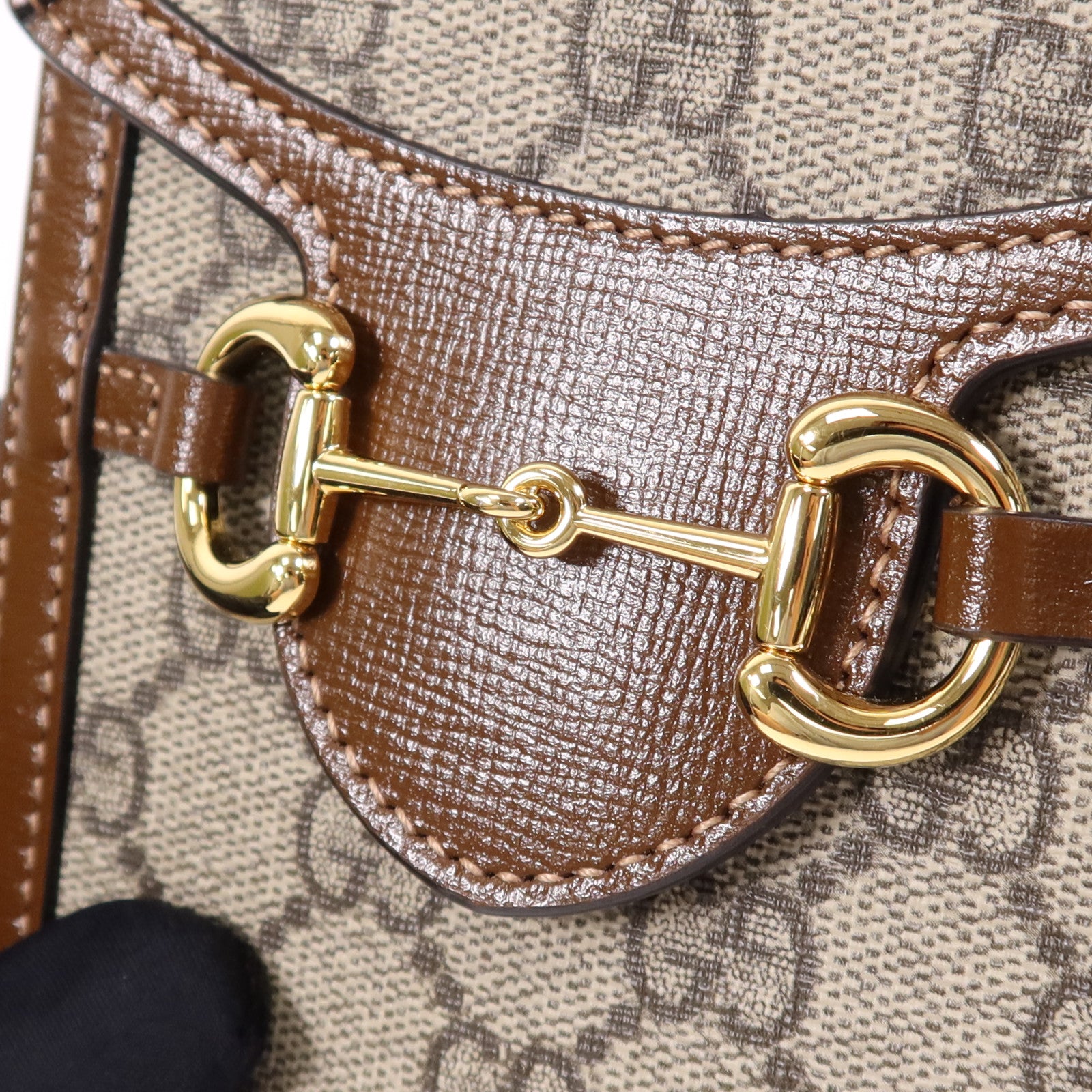 GUCCI 塗層帆布Horsebit 1955 Mini金扣肩背袋