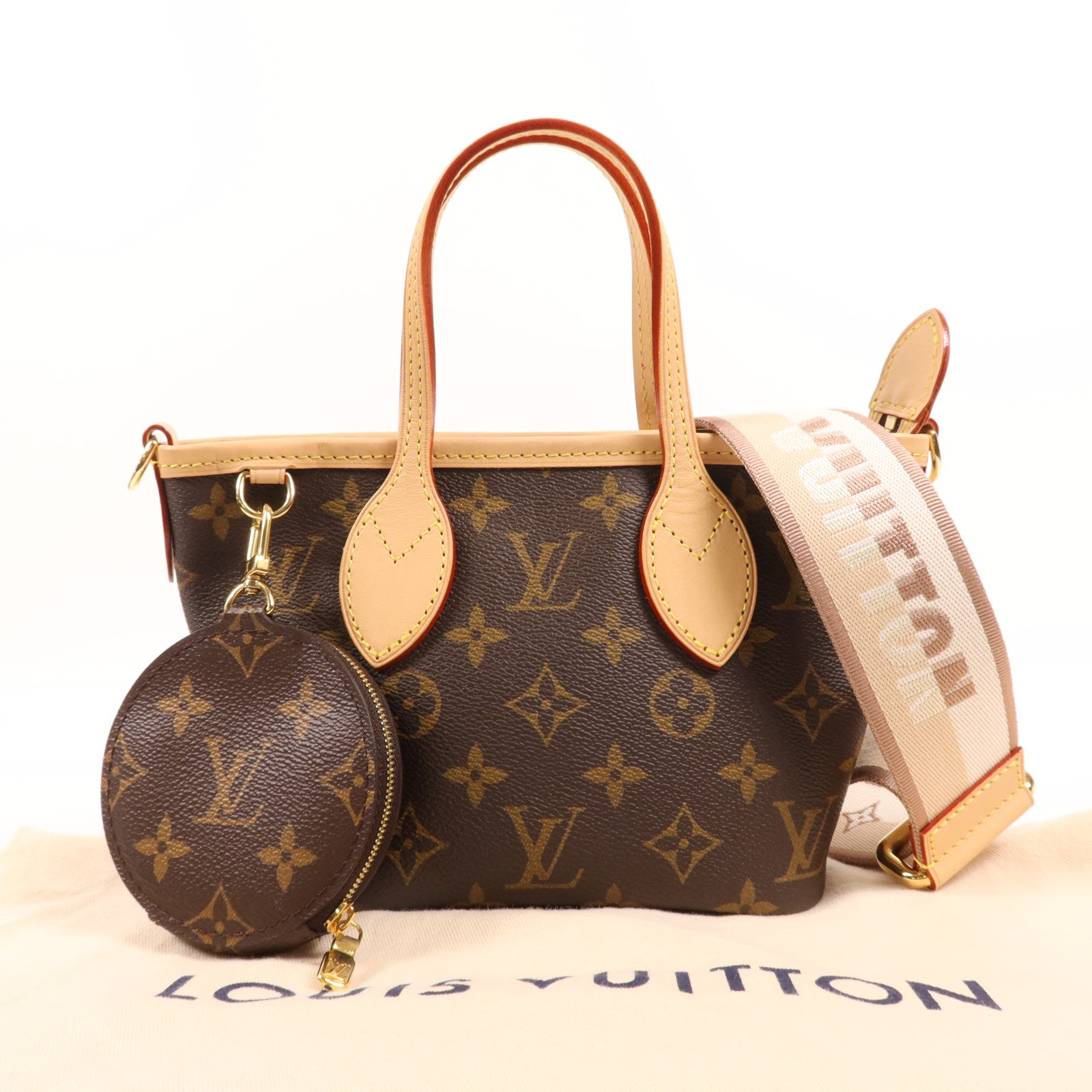 LOUIS VUITTON Monogram Neverfull BB金扣手挽肩背兩用袋
