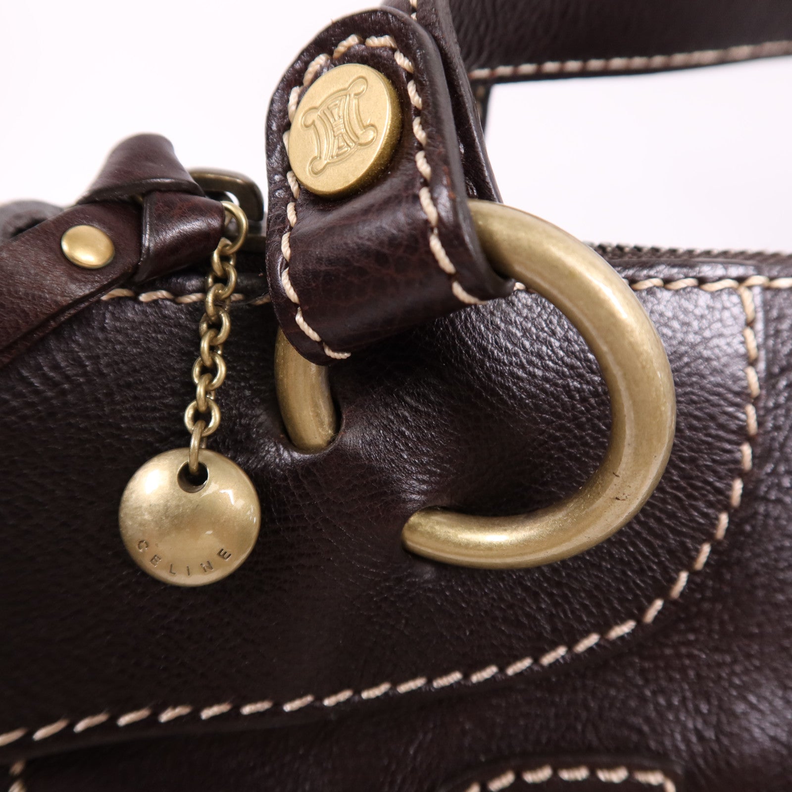 CELINE 牛皮皮革Bowling Bag金扣肩背袋