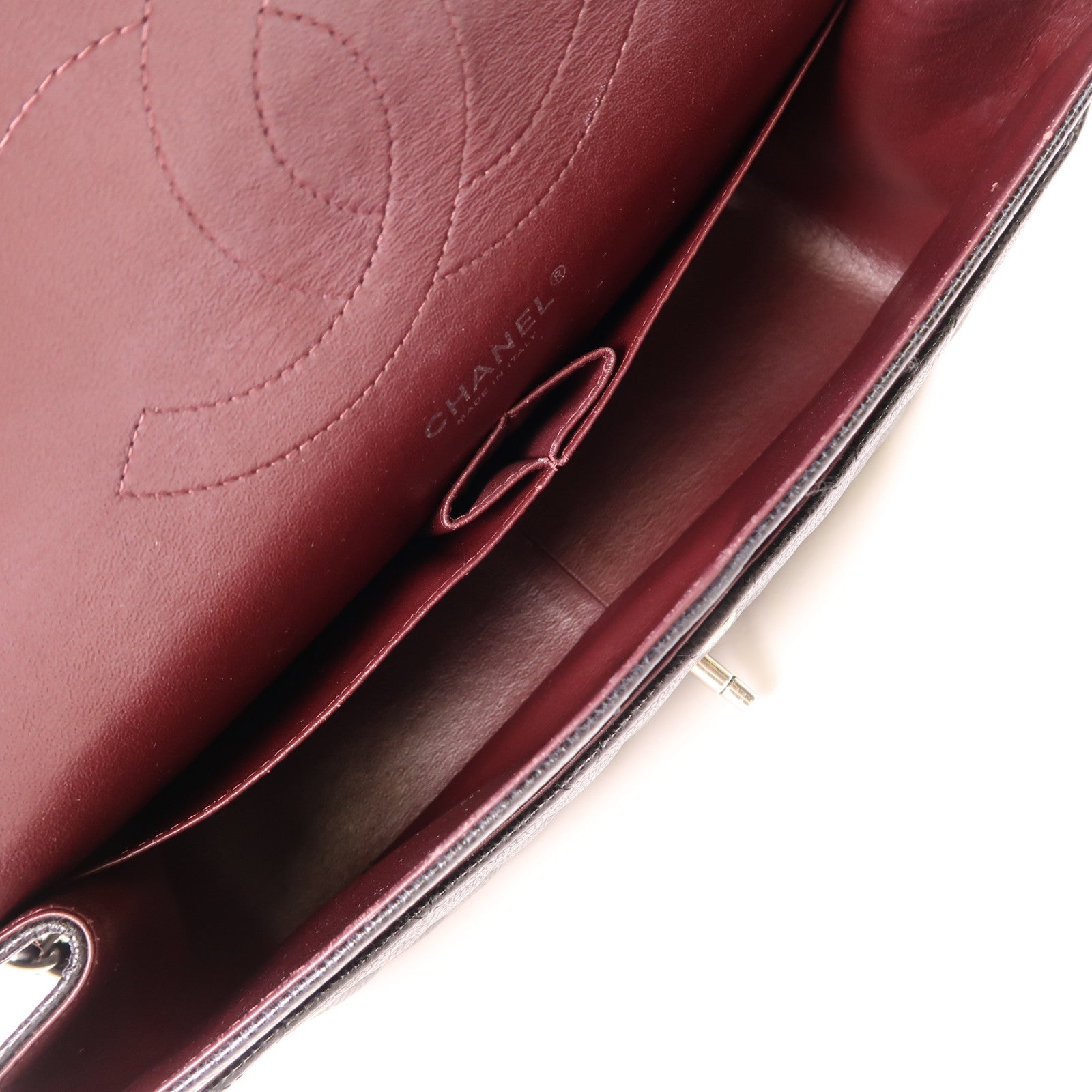 CHANEL 【激減優惠】牛皮皮革Large Classic銀扣鏈帶肩背袋