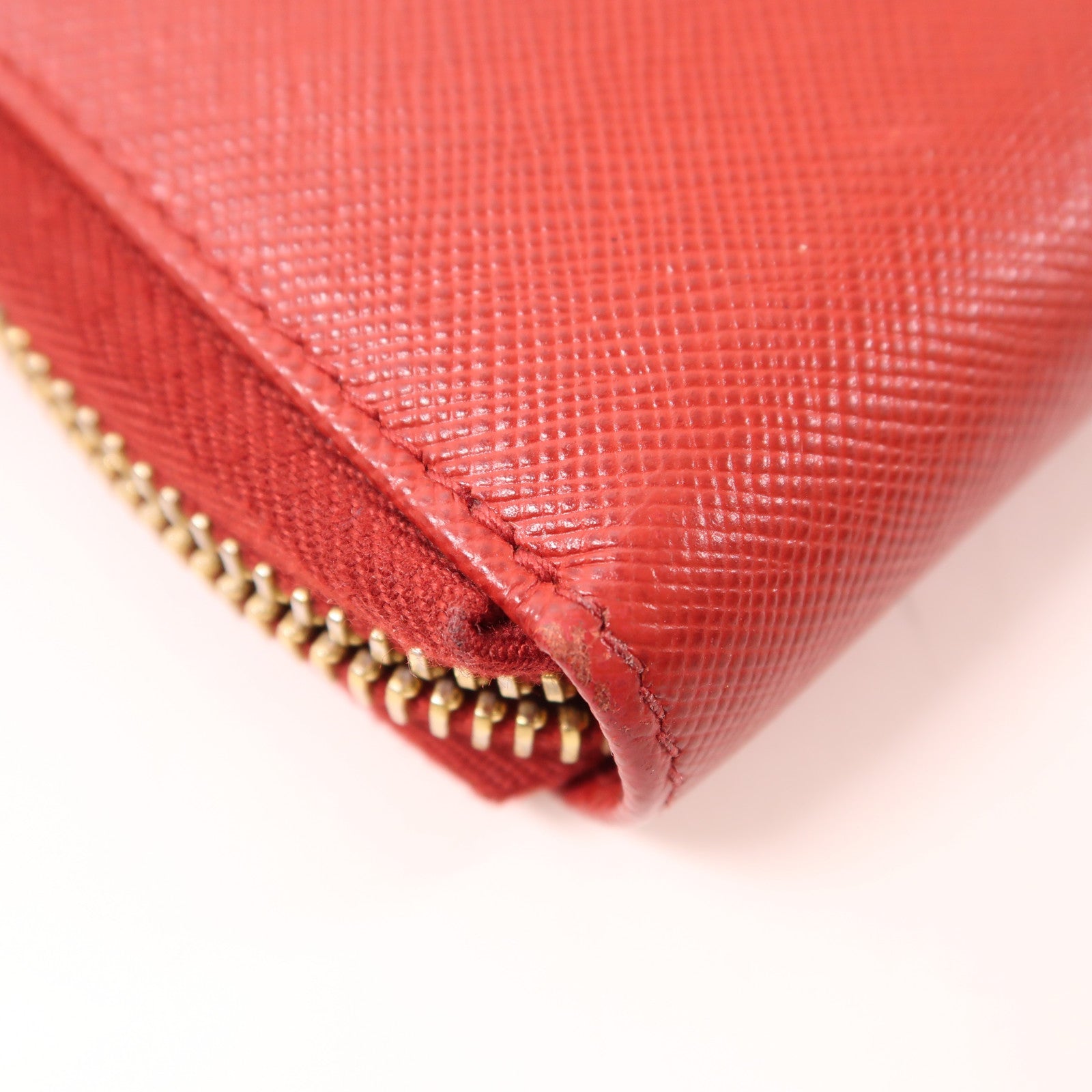 PRADA GHW Long Wallet Saffiano Leather Red  1M1188