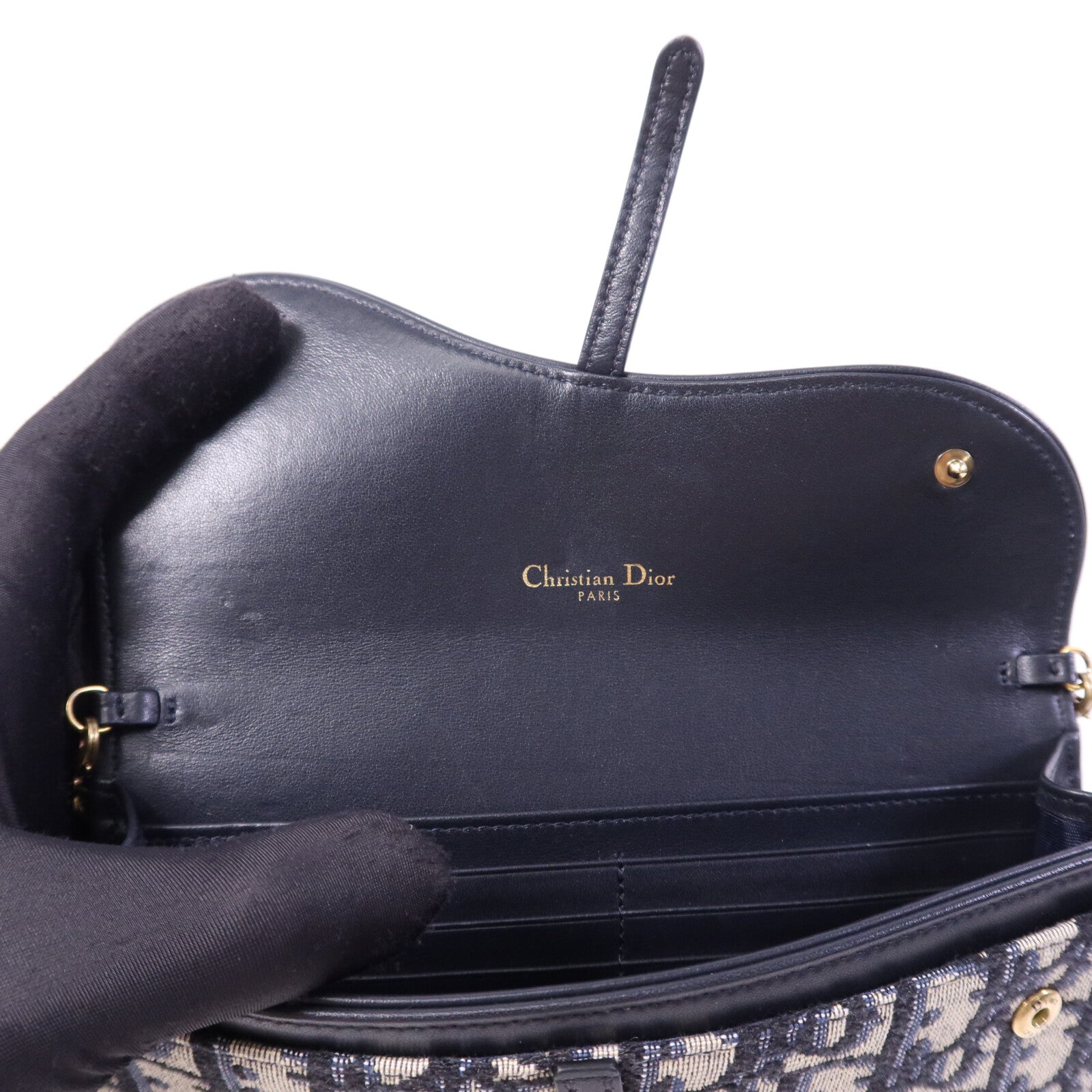 Dior 帆布Dior Oblique金扣鏈帶肩背袋