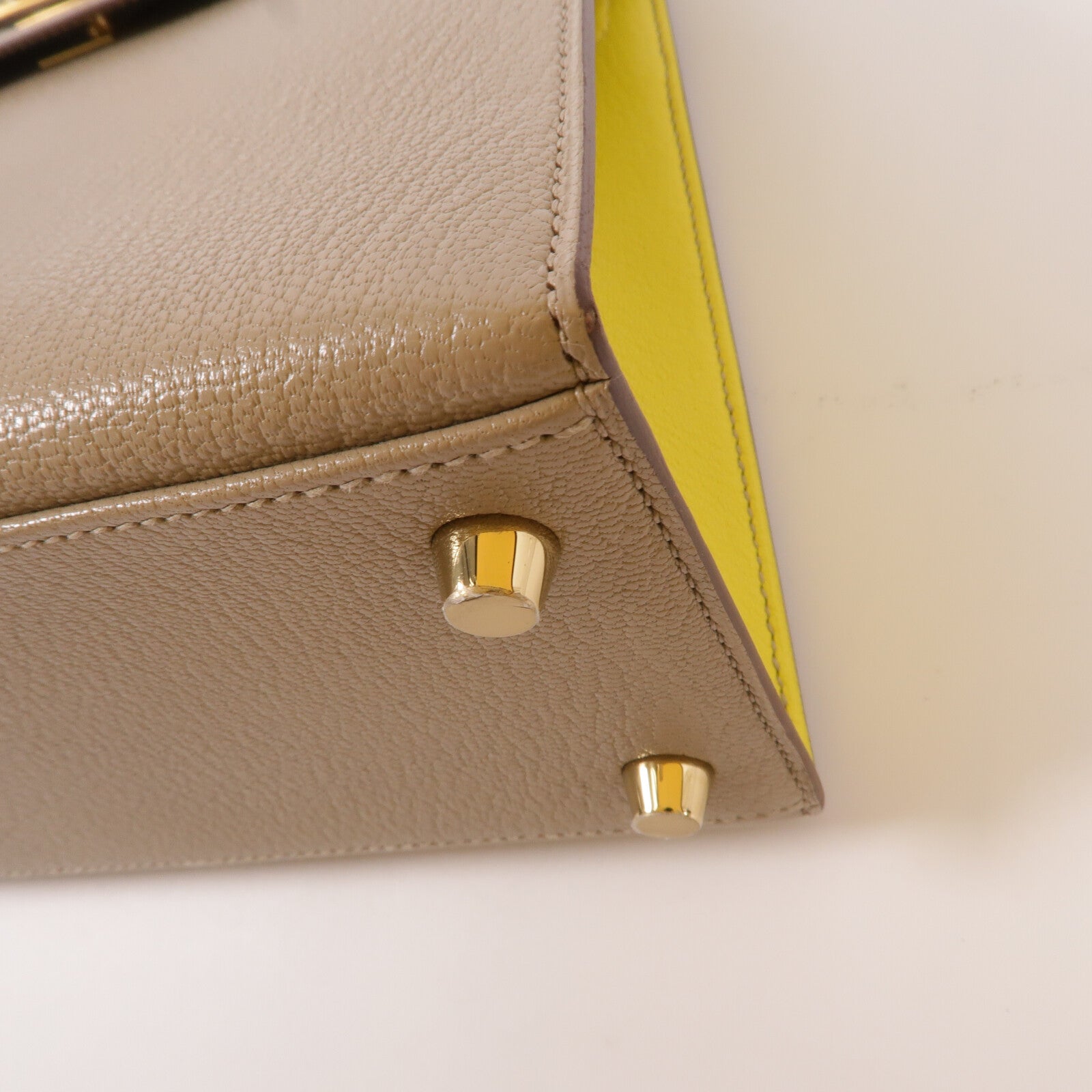 HERMES Chevre皮革Kelly 25手挽肩背兩用袋Gris Asphalte/Lime