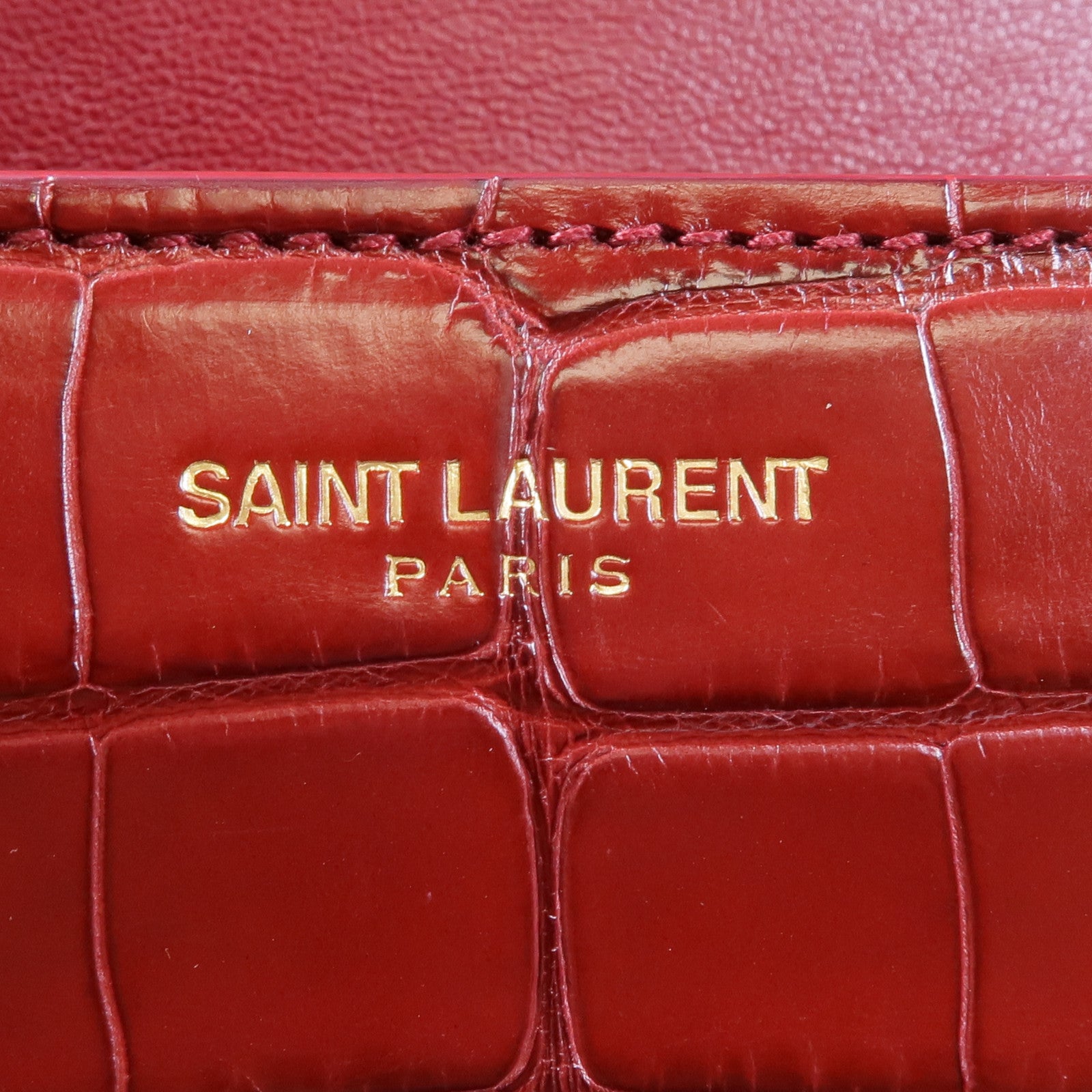 SAINT LAURENT 鱷魚皮革Classic Universite金扣肩背袋