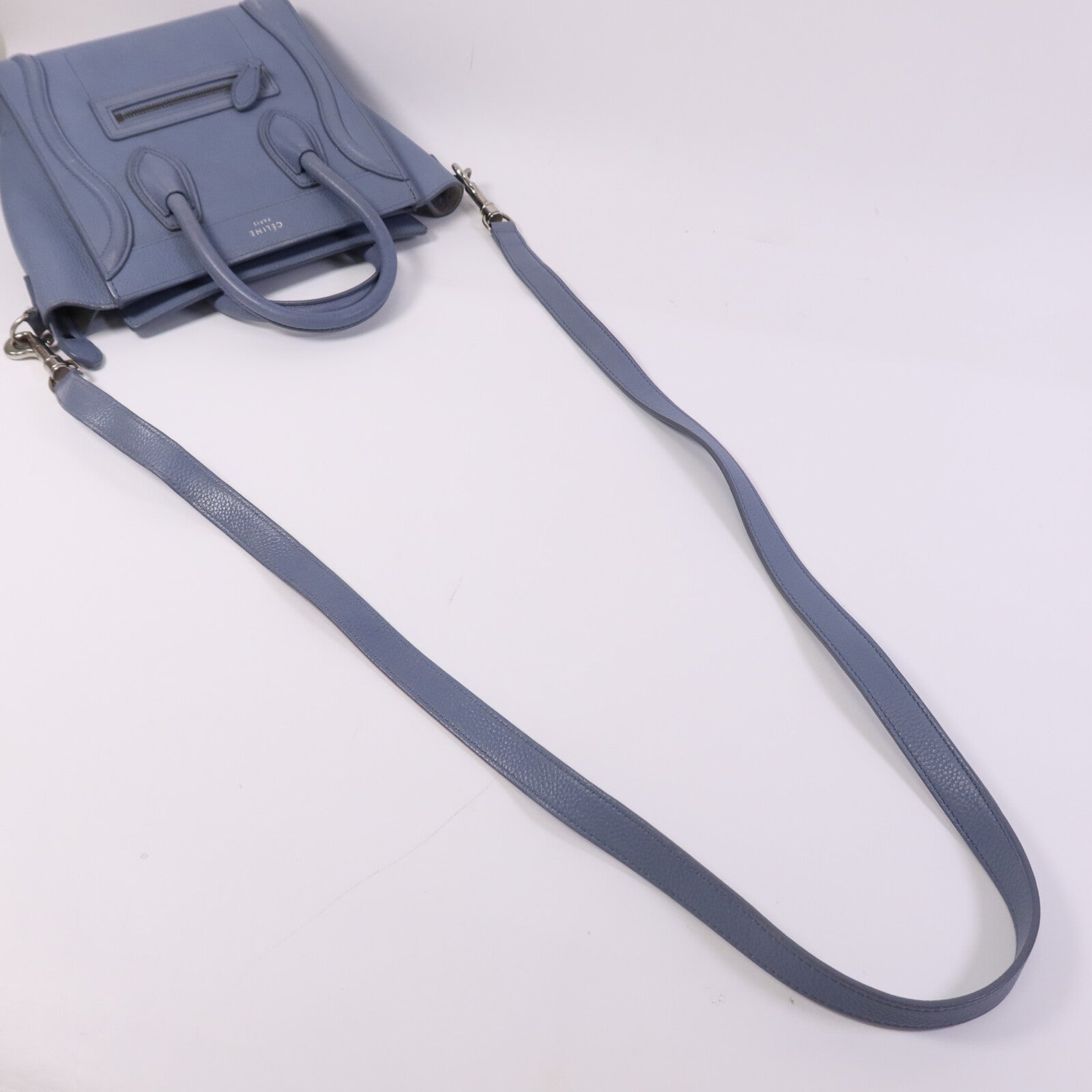 CELINE 牛皮皮革Nano Luggage銀扣手挽肩背兩用袋