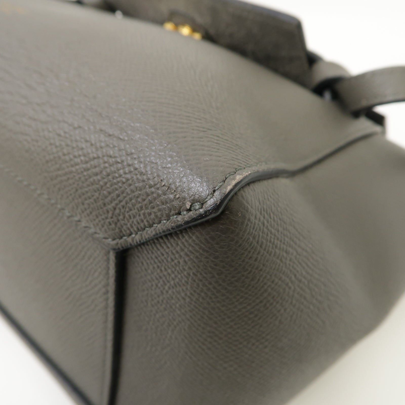CELINE 牛皮皮革Belt Bag金扣手挽肩背兩用袋灰色