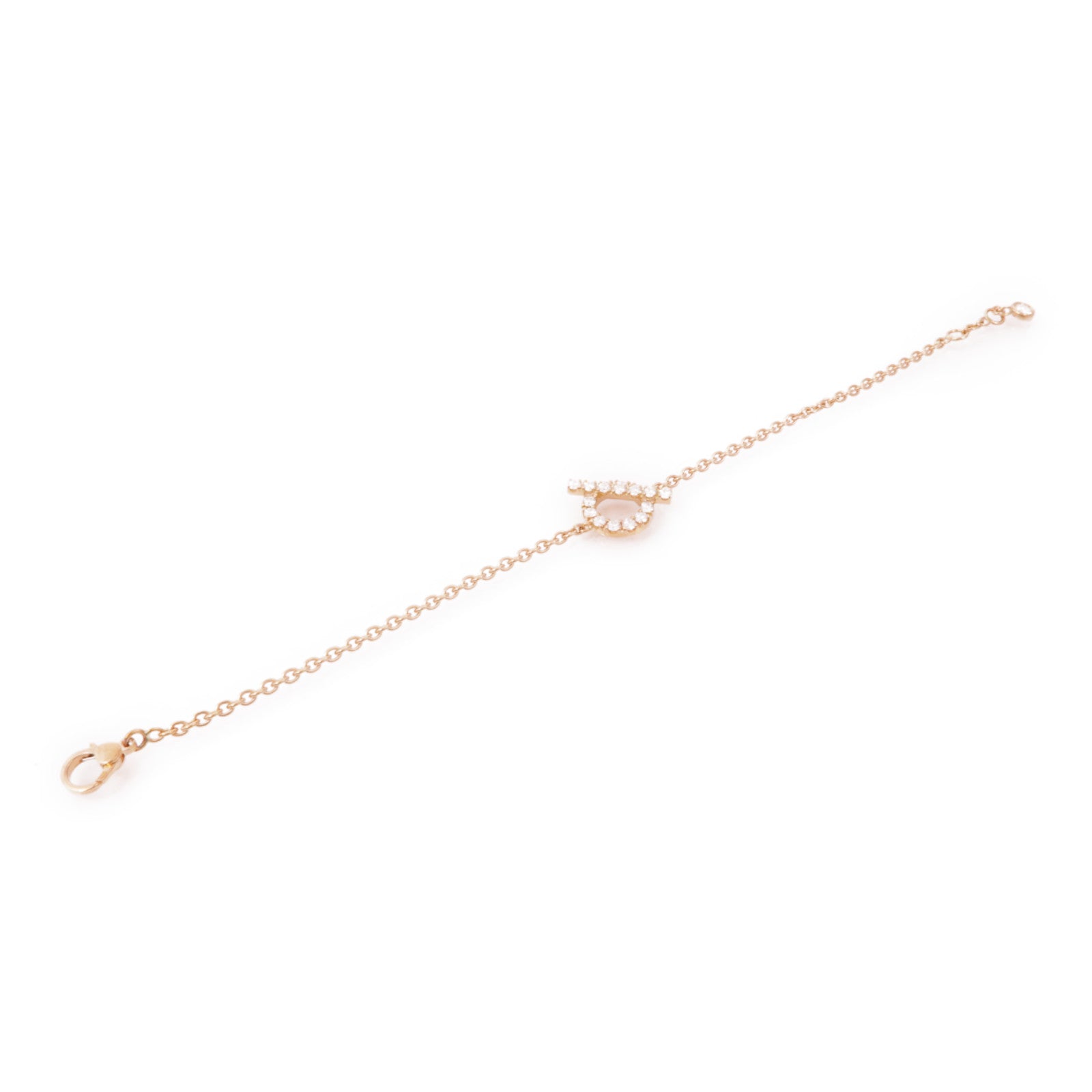 HERMES 18K玫瑰金Finesse Bracelet鑽石手鏈