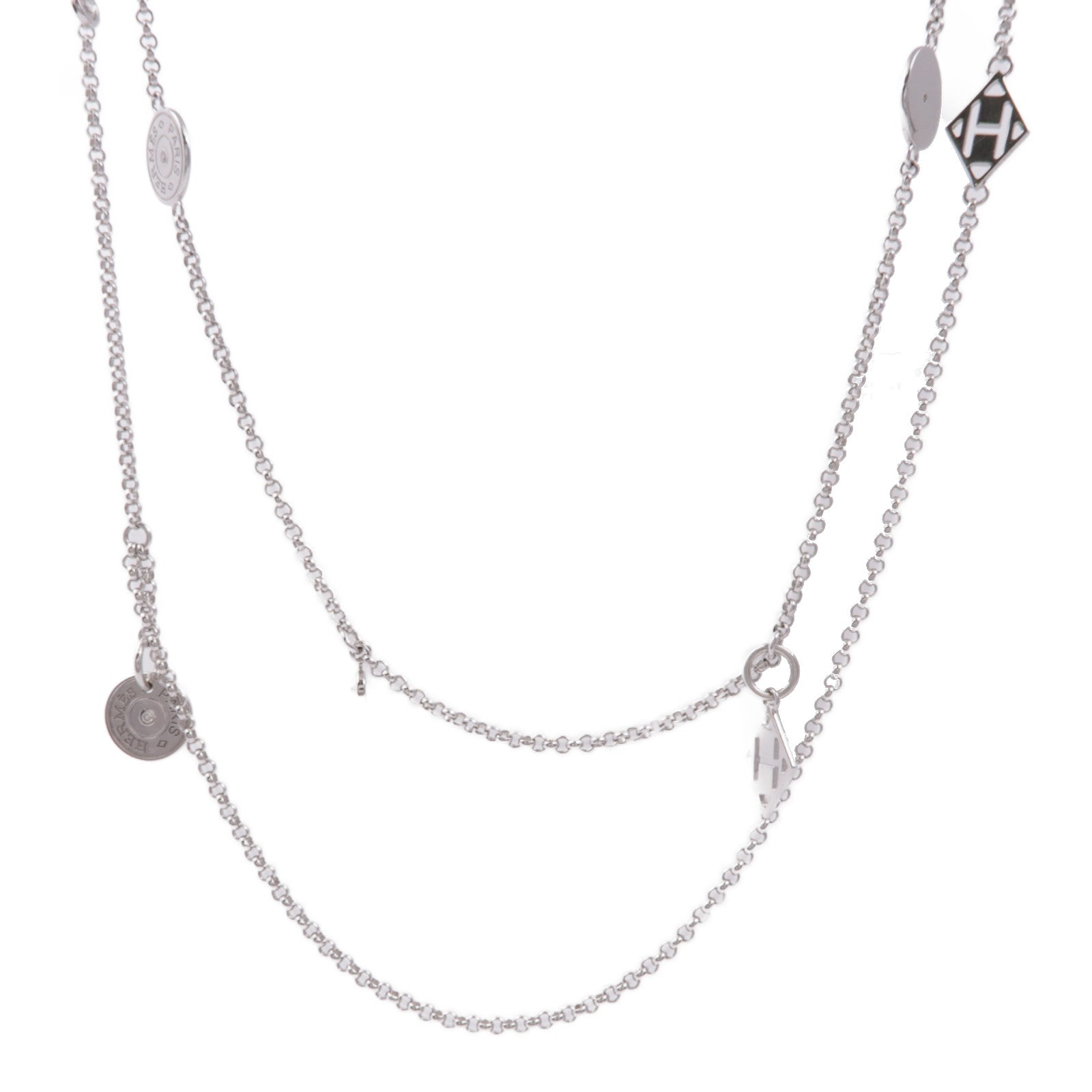 HERMES 18K白金Gambade Necklace鑽石項鍊