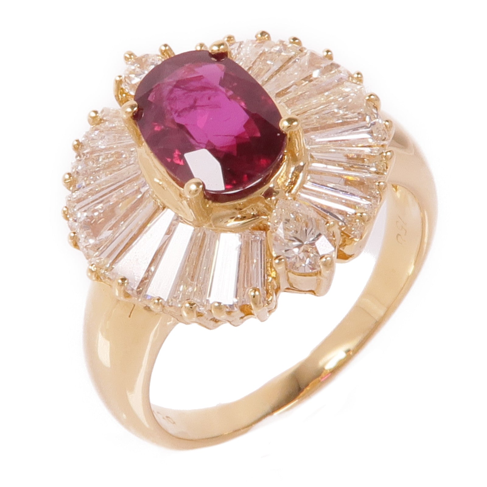 JEWELRY 18K黃金Ruby/Diamond Ring紅寶石/鑽石戒指US#7.5