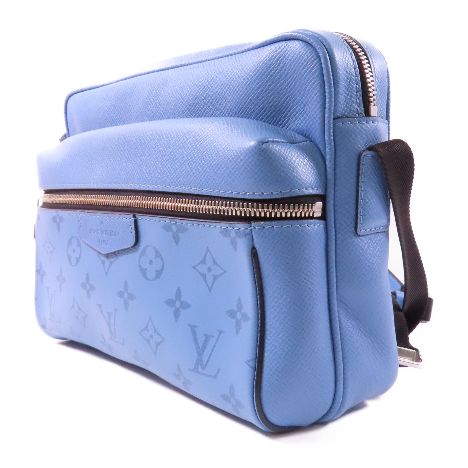 LOUIS VUITTON Monogram Outdoor Messenger銀扣肩背袋藍色
