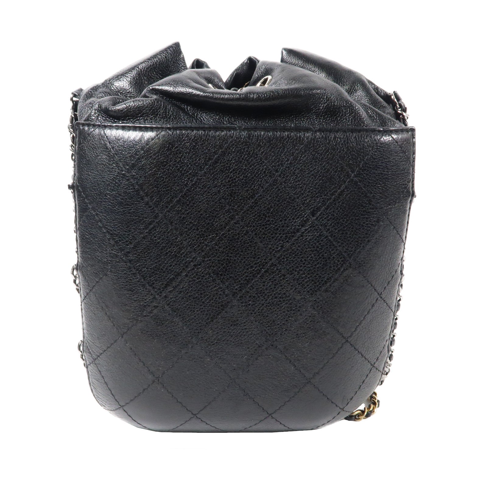 CHANEL 【激減優惠】菱格牛皮皮革Chain Shoulder Bag金扣/銀扣鏈帶肩背袋黑色