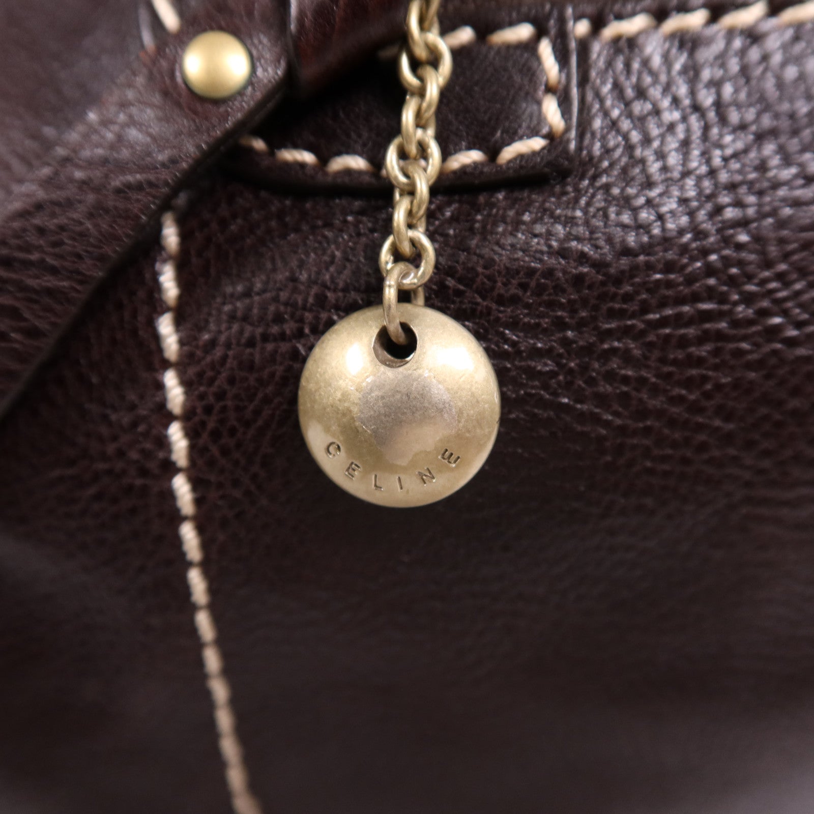 CELINE 牛皮皮革Bowling Bag金扣肩背袋