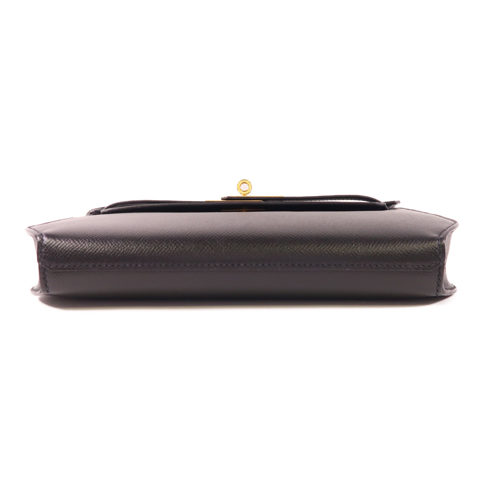 HERMES Epsom皮革Kelly Depeches 25金扣手拿包Noir