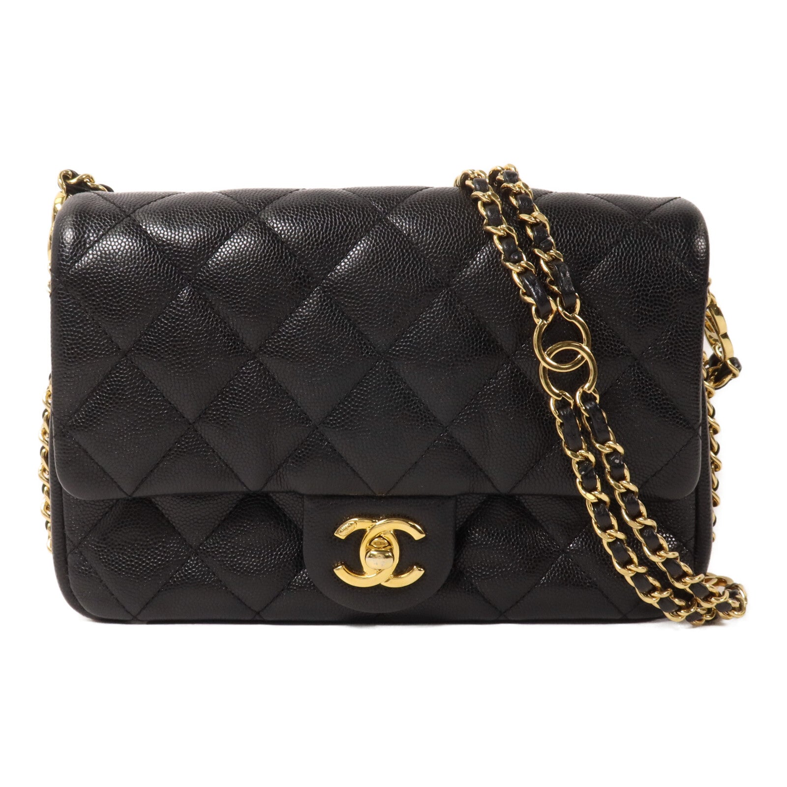 CHANEL 牛皮皮革Mini Flap Bag鏈帶肩背袋